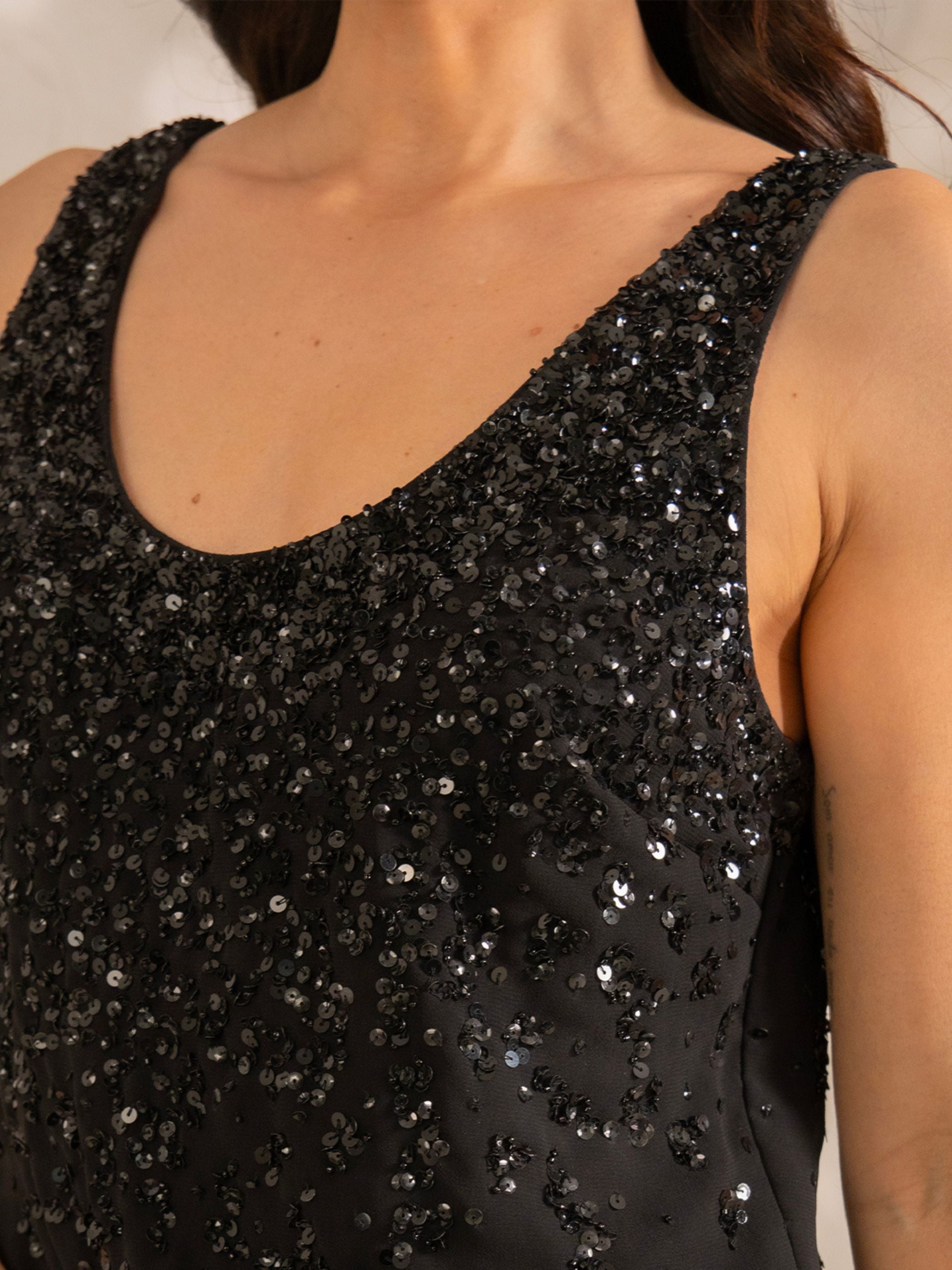 Selene Black Sequin Vest