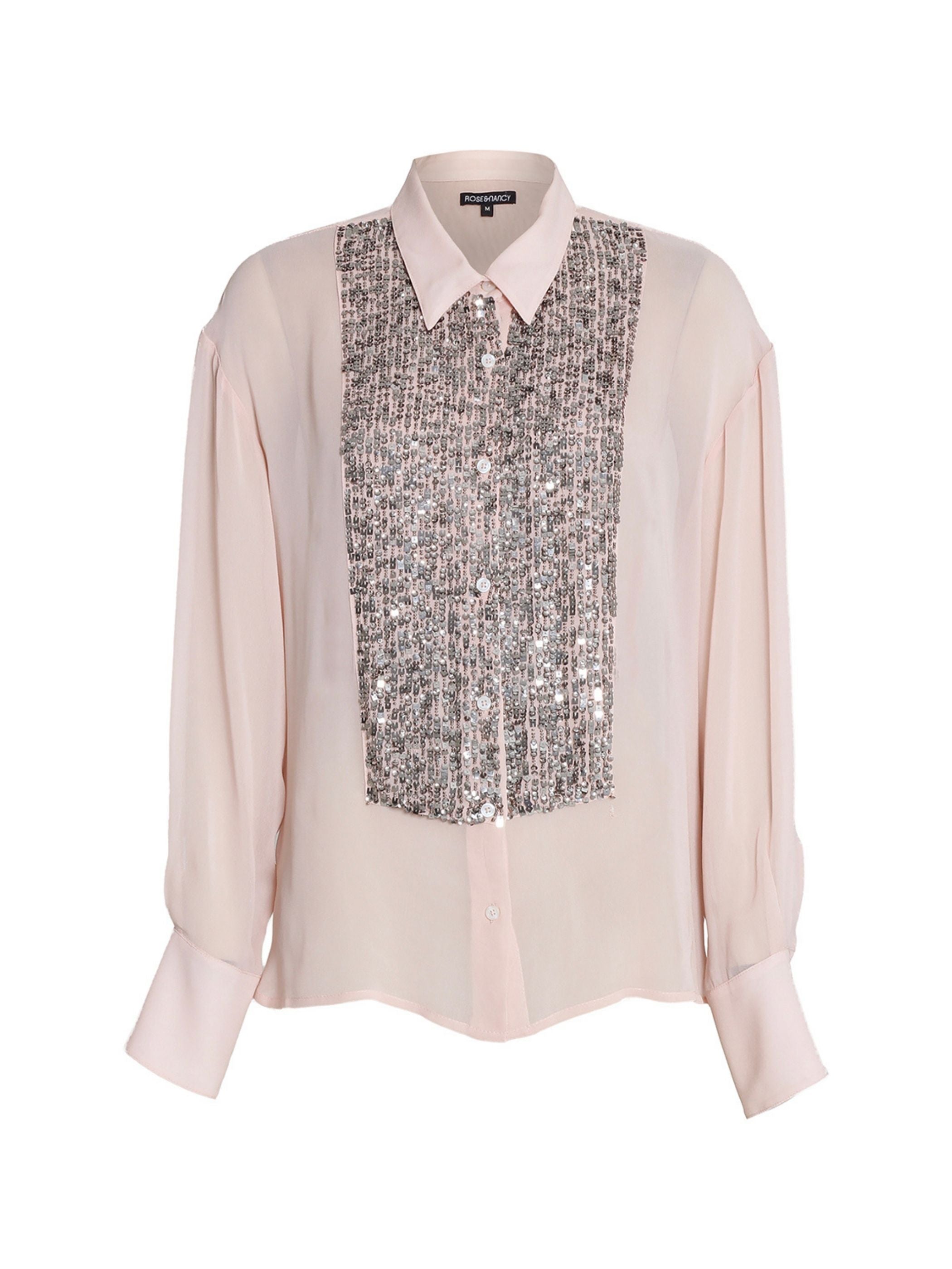 Faye Blush Sequin Bib Shirt
