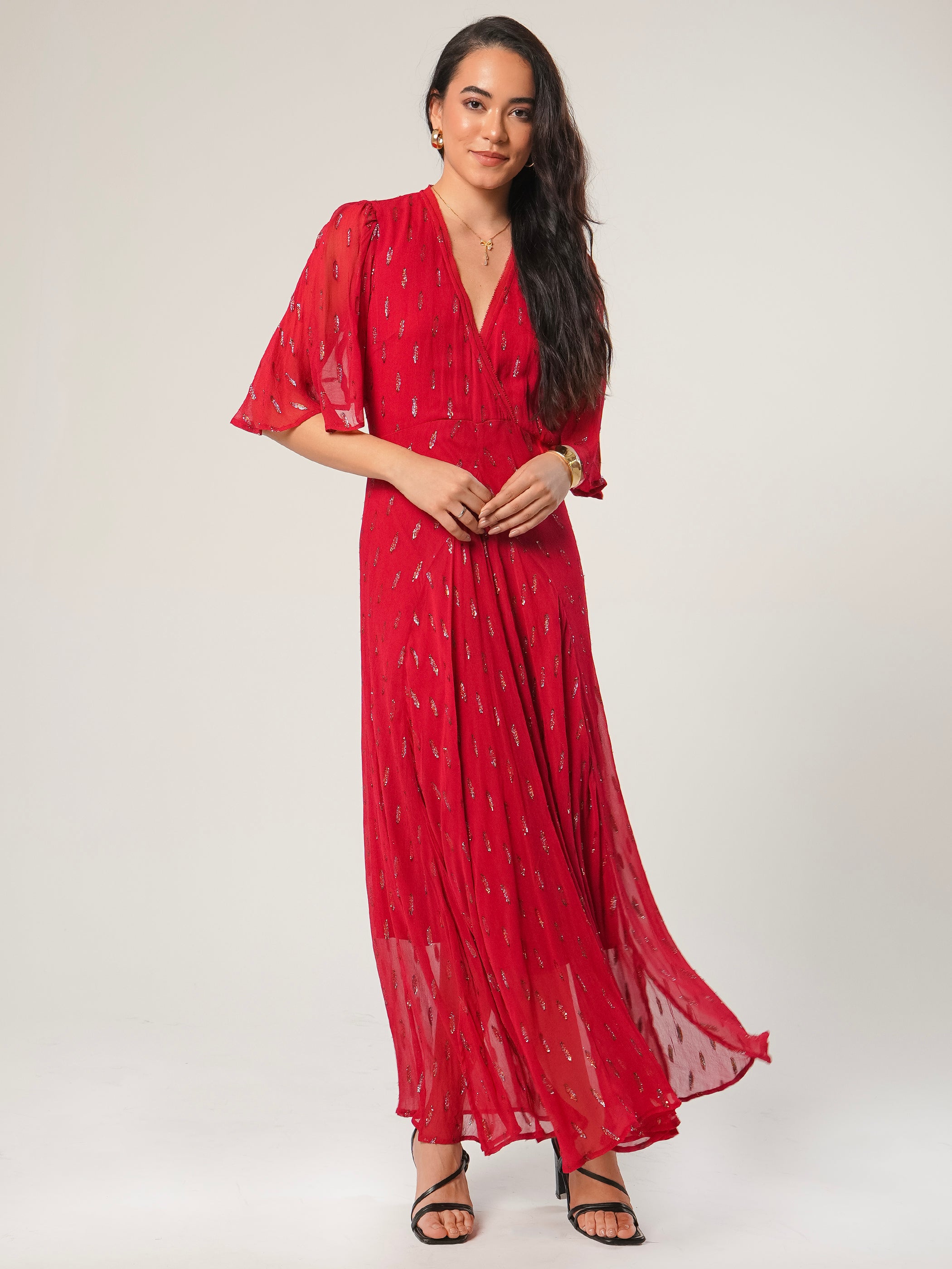 Talia Red Sparkle Maxi Dress