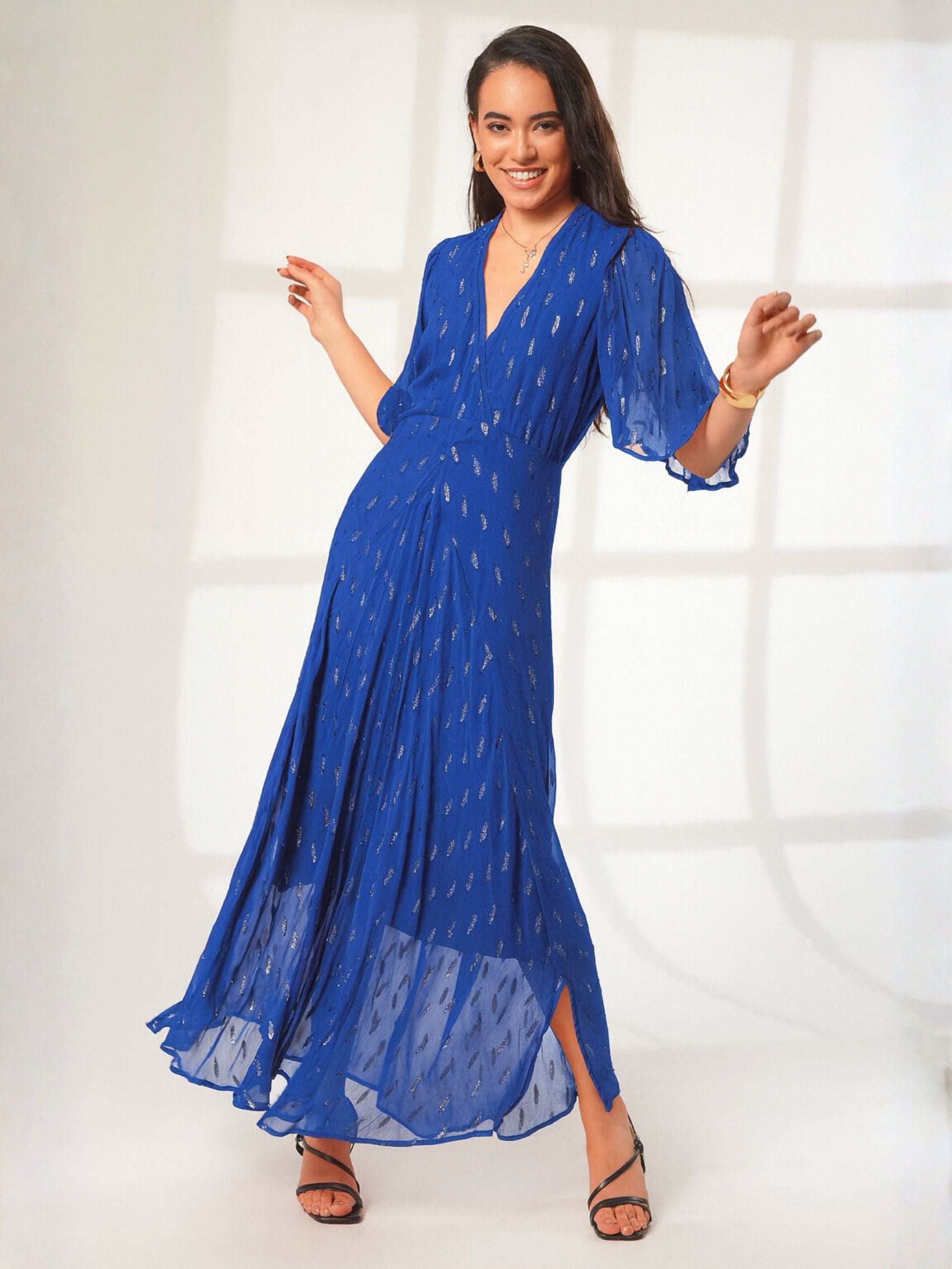 Talia Blue Sparkle Maxi Dress