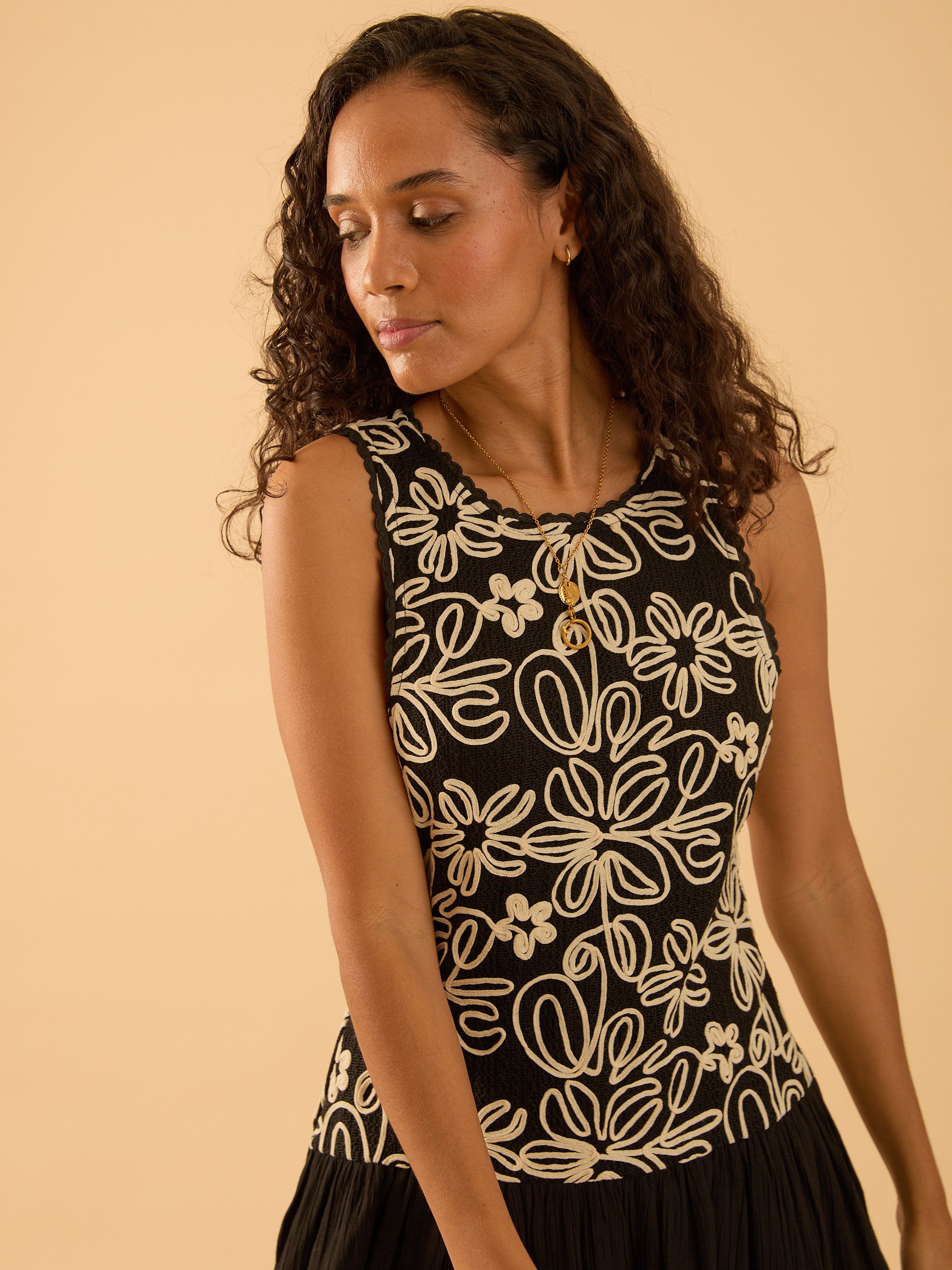 Rhea Black Lace Mix Sleeveless Dress
