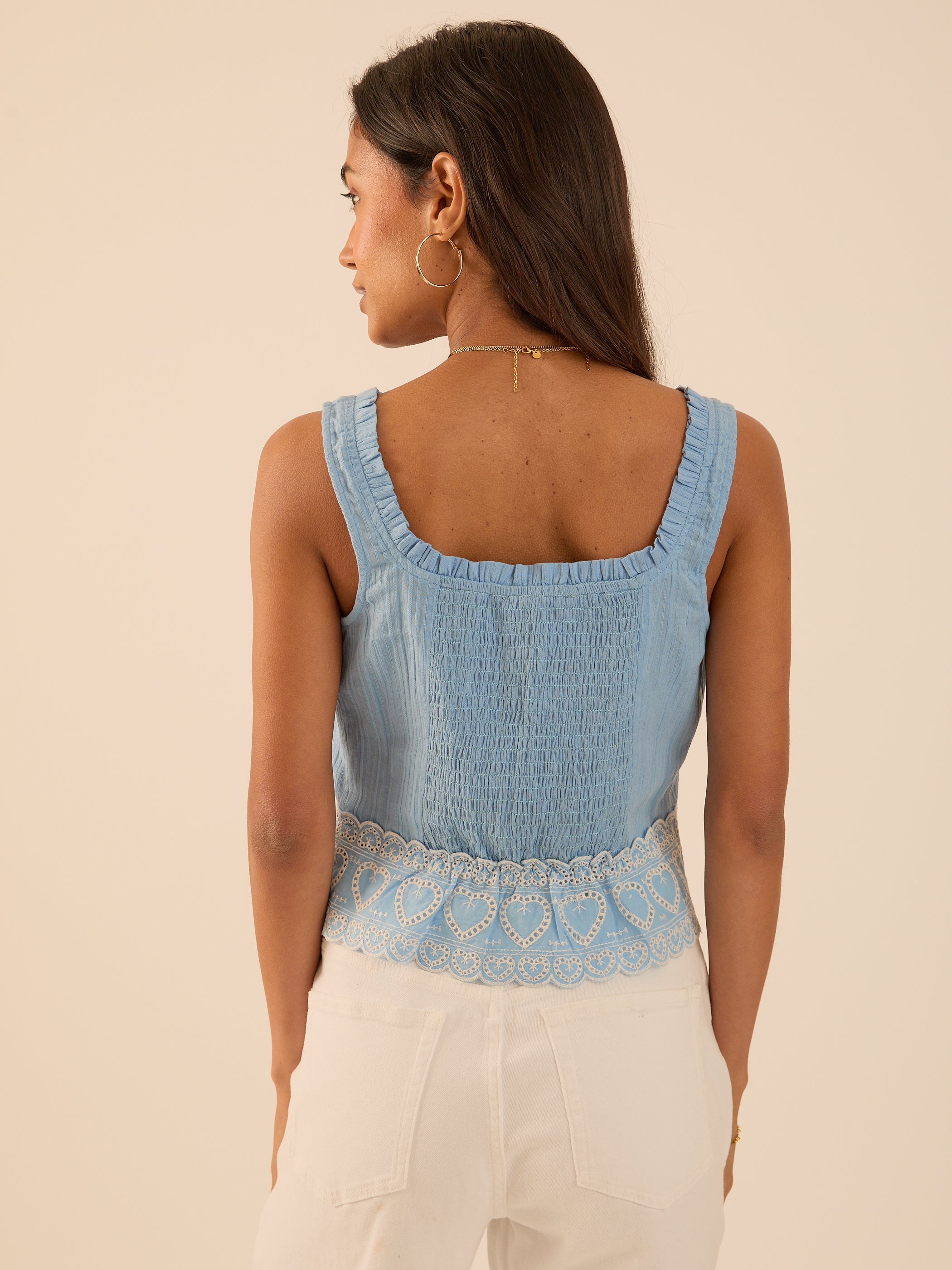 Harri Blue Cotton Heart Cami Top