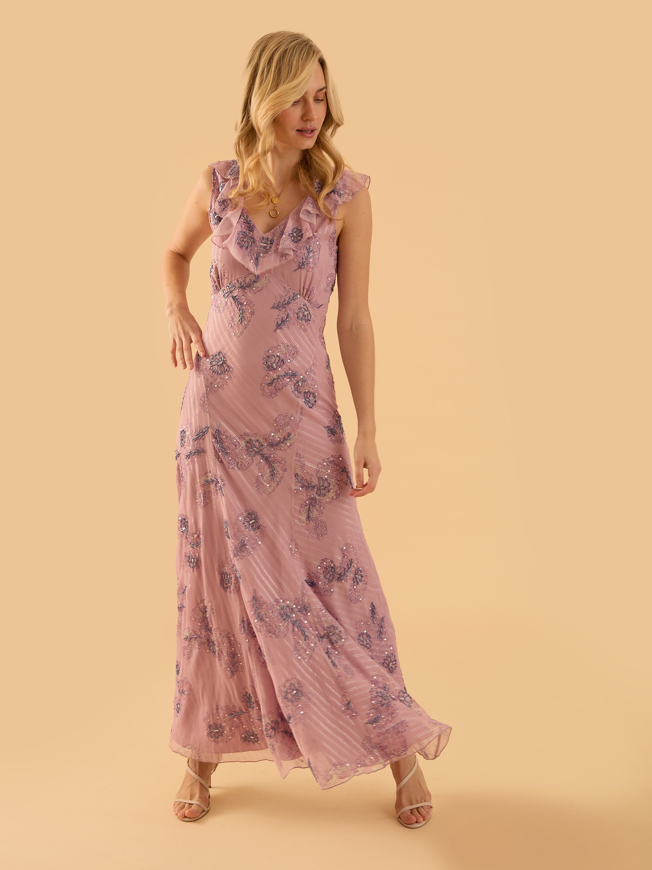 Amelia Pink Embellished Maxi Dress