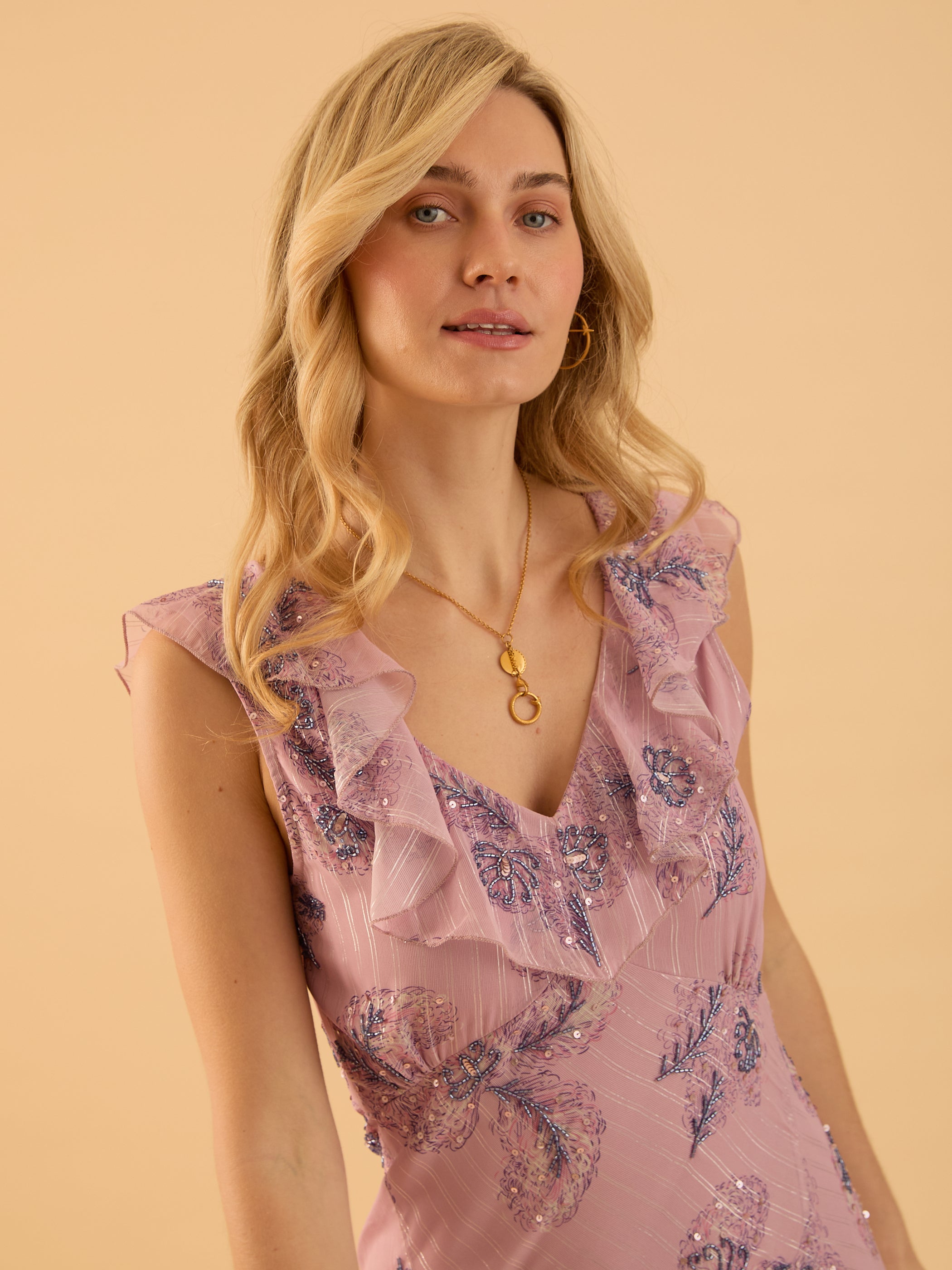 Amelia Pink Embellished Maxi Dress