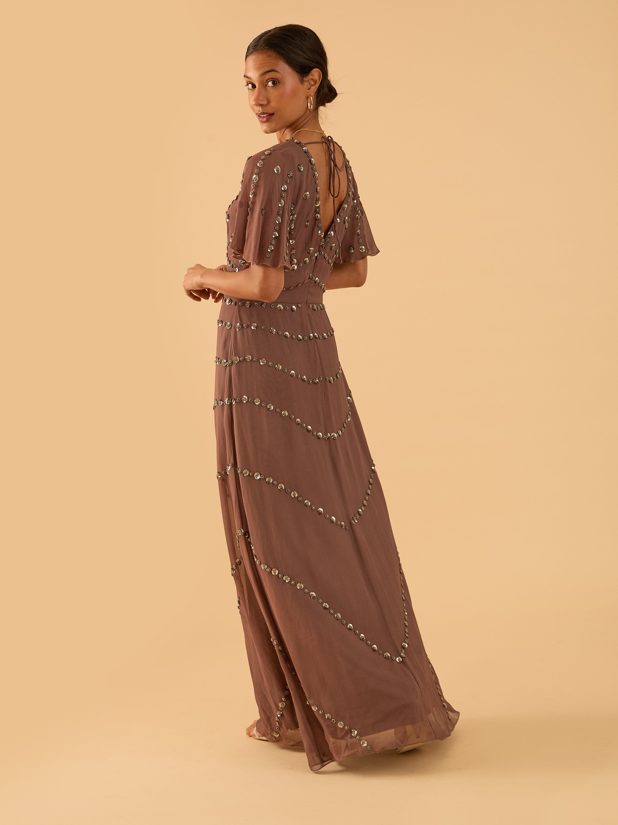 Rose Mink Sequin Maxi Dress