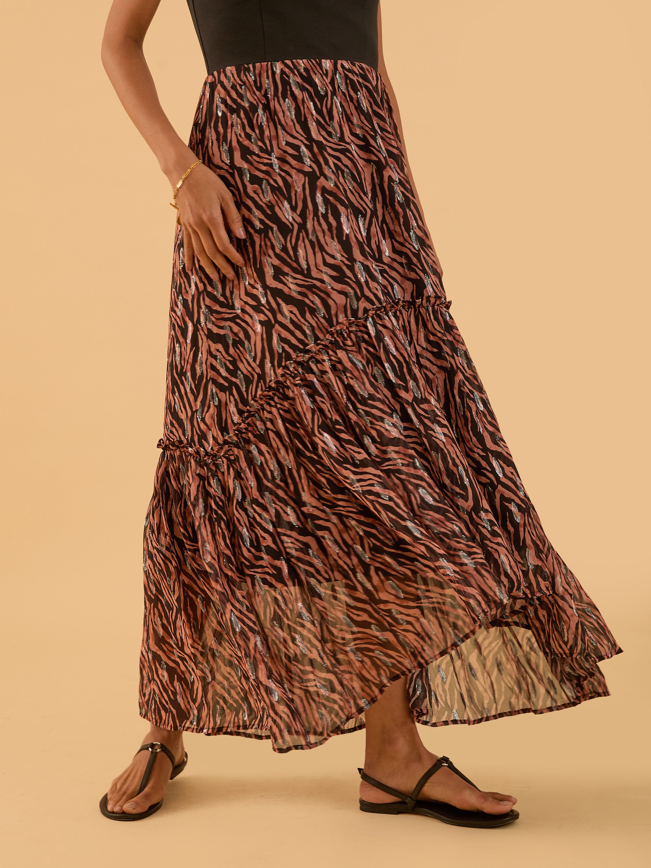 Mia Fabric Mix Tiger Print Maxi