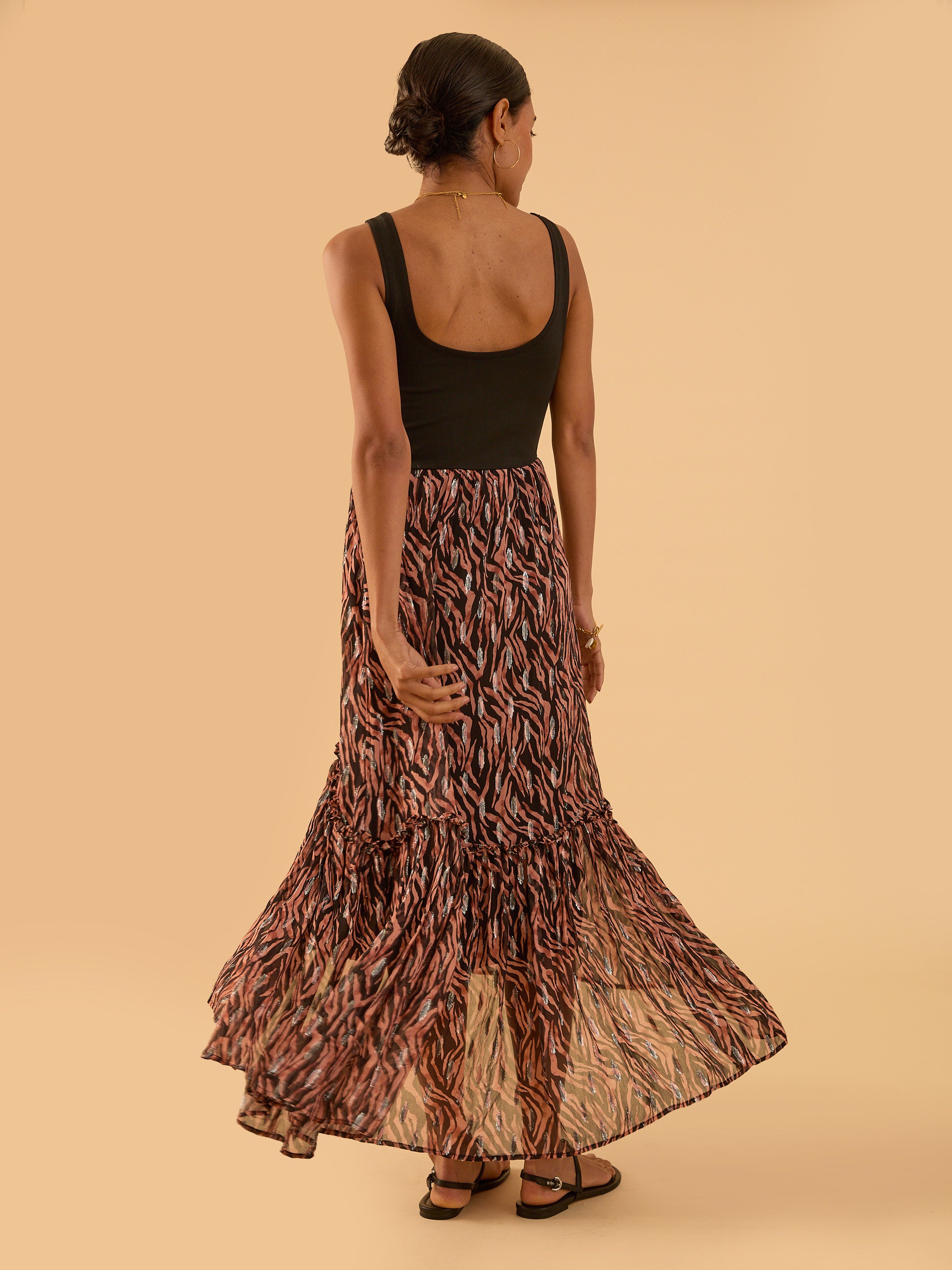 Mia Fabric Mix Tiger Print Maxi