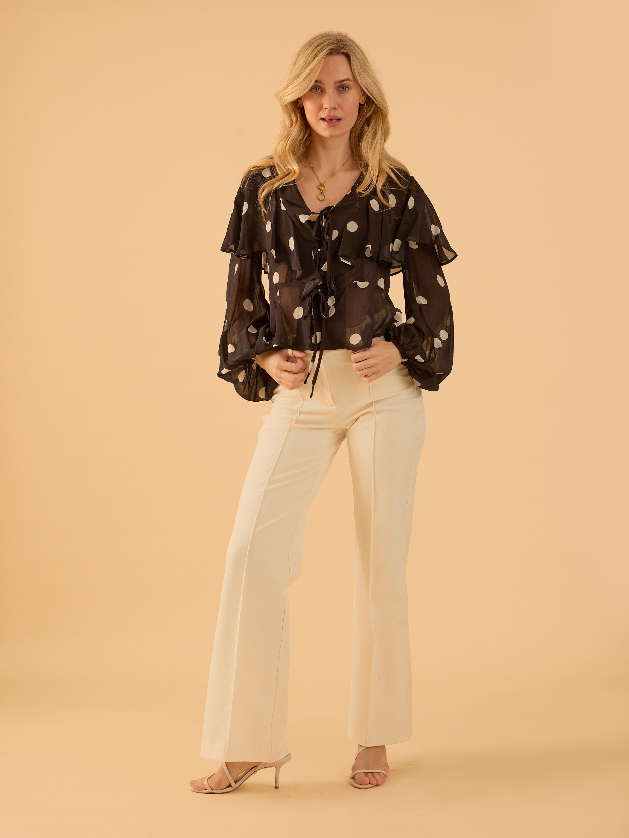 Saphi Spot Frill Blouse