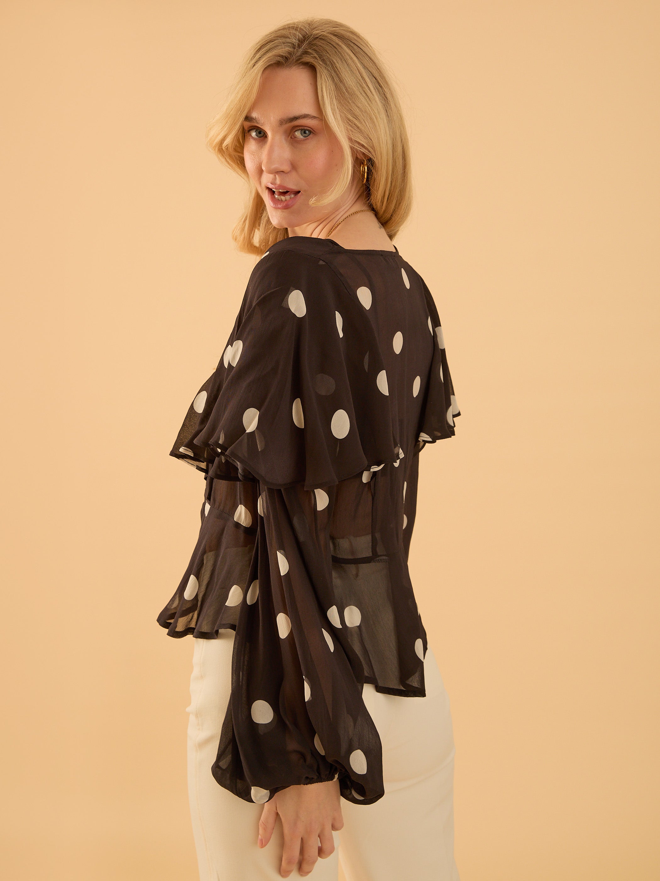 Saphi Spot Frill Blouse