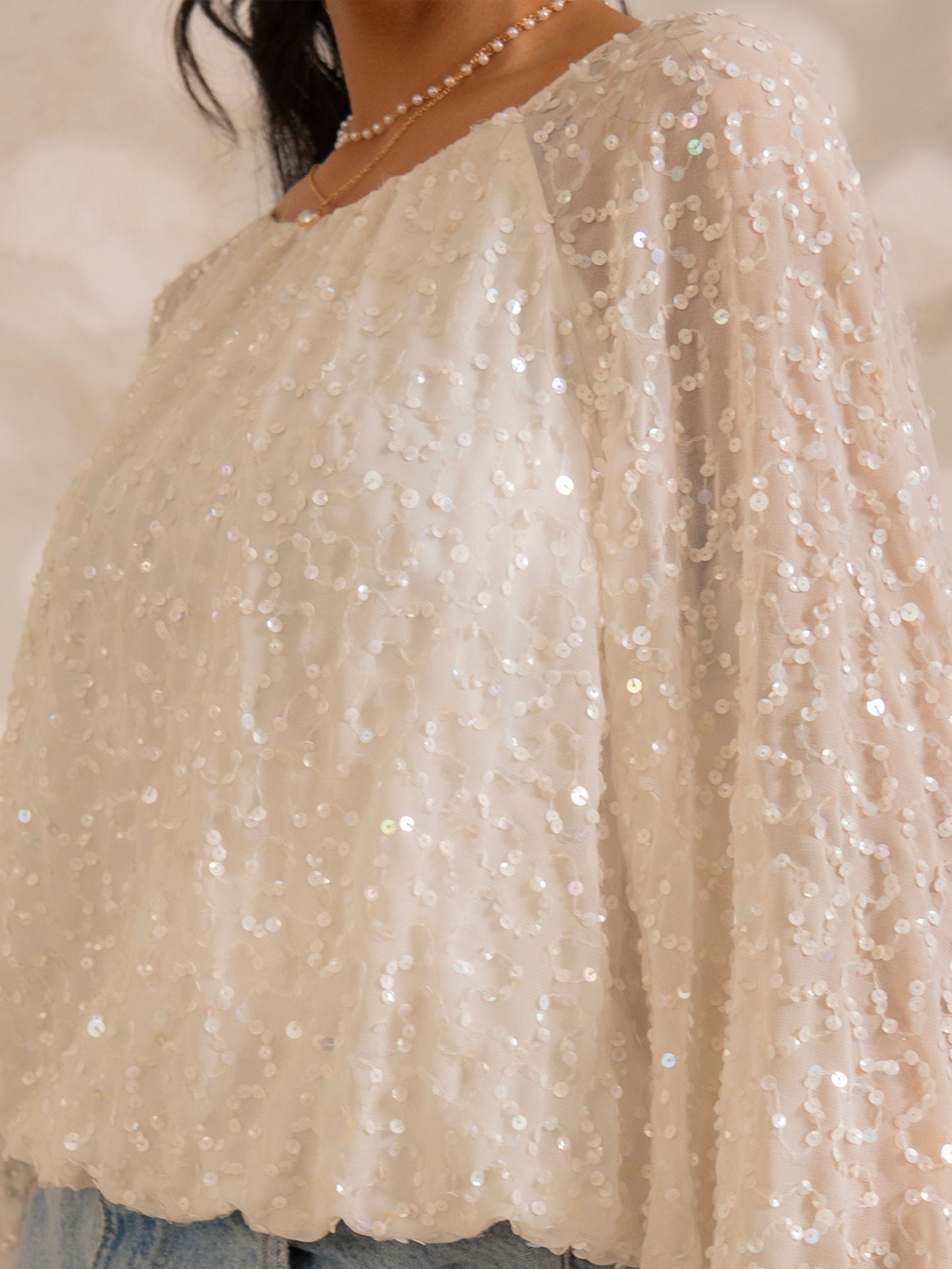 Zara Ivory Sequin Blouse