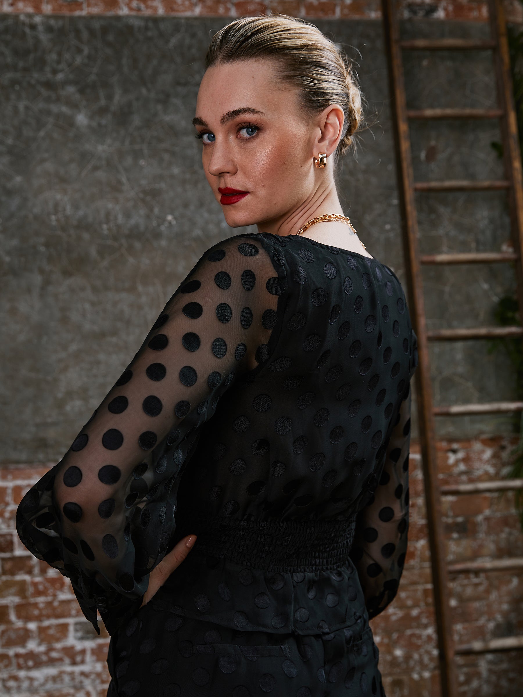 Ivy Spot Wrap Blouse