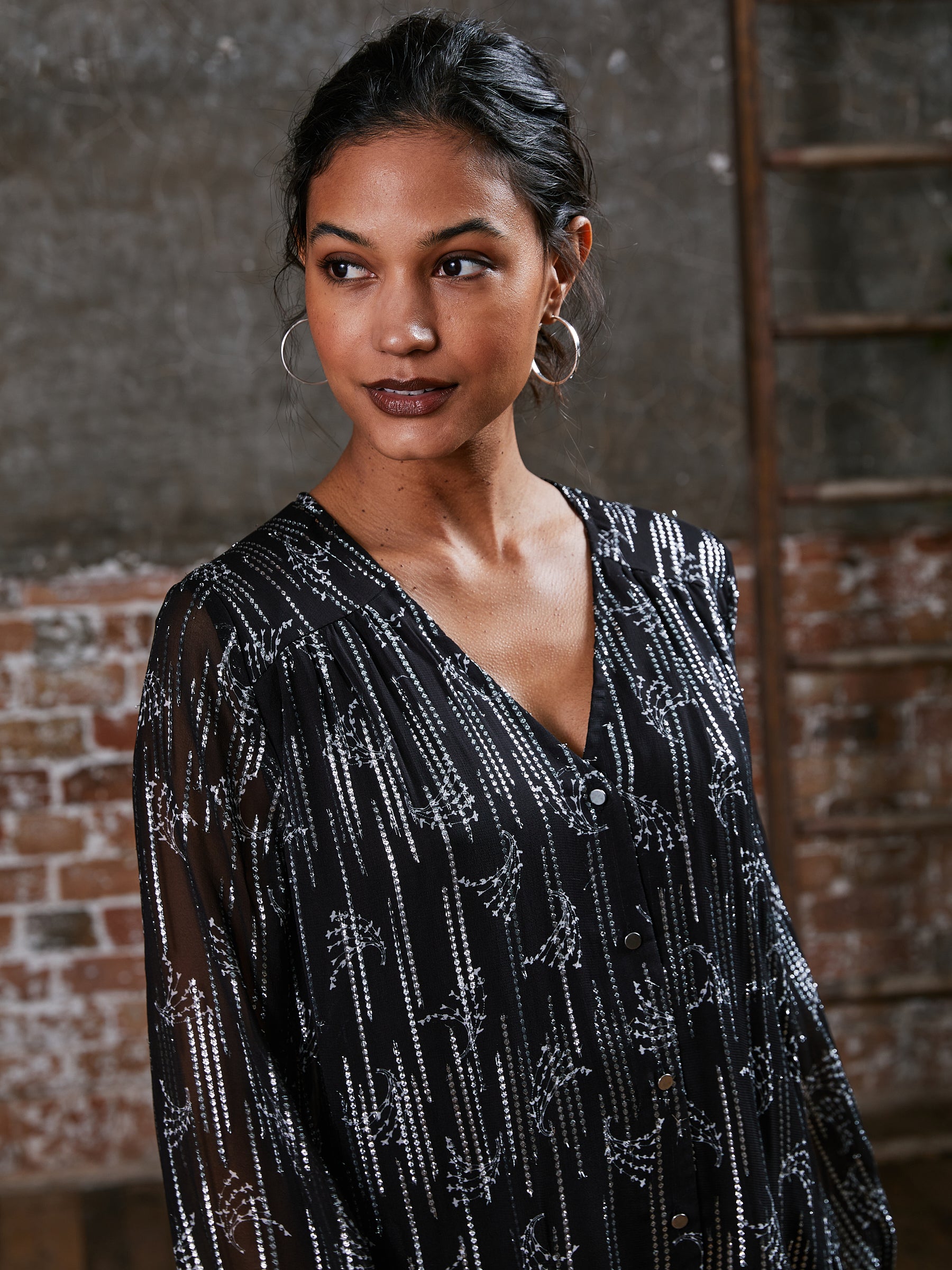 Ophelia Black Silver Mini Dress