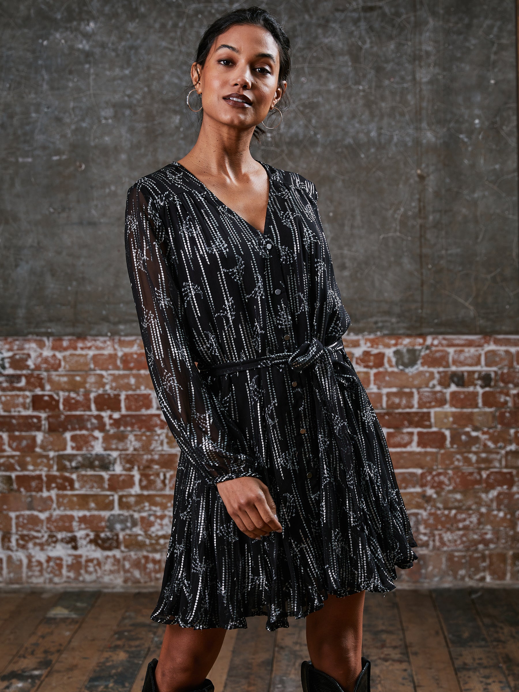 Ophelia Black Silver Mini Dress