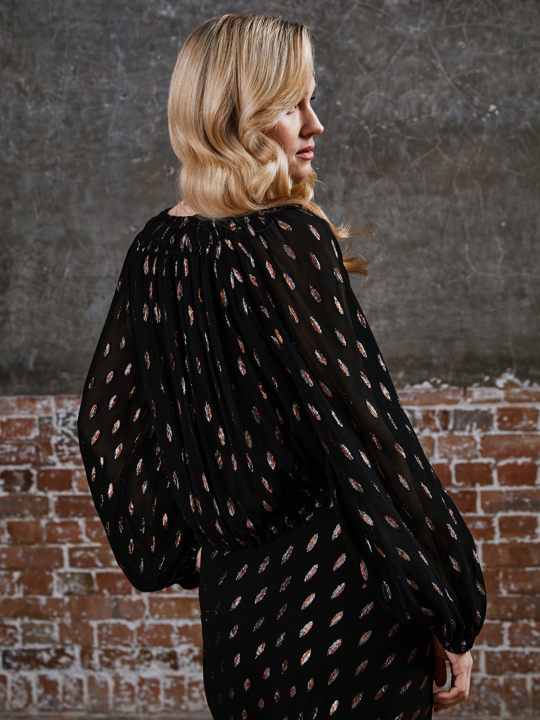 Talia Black Blouson Blouse