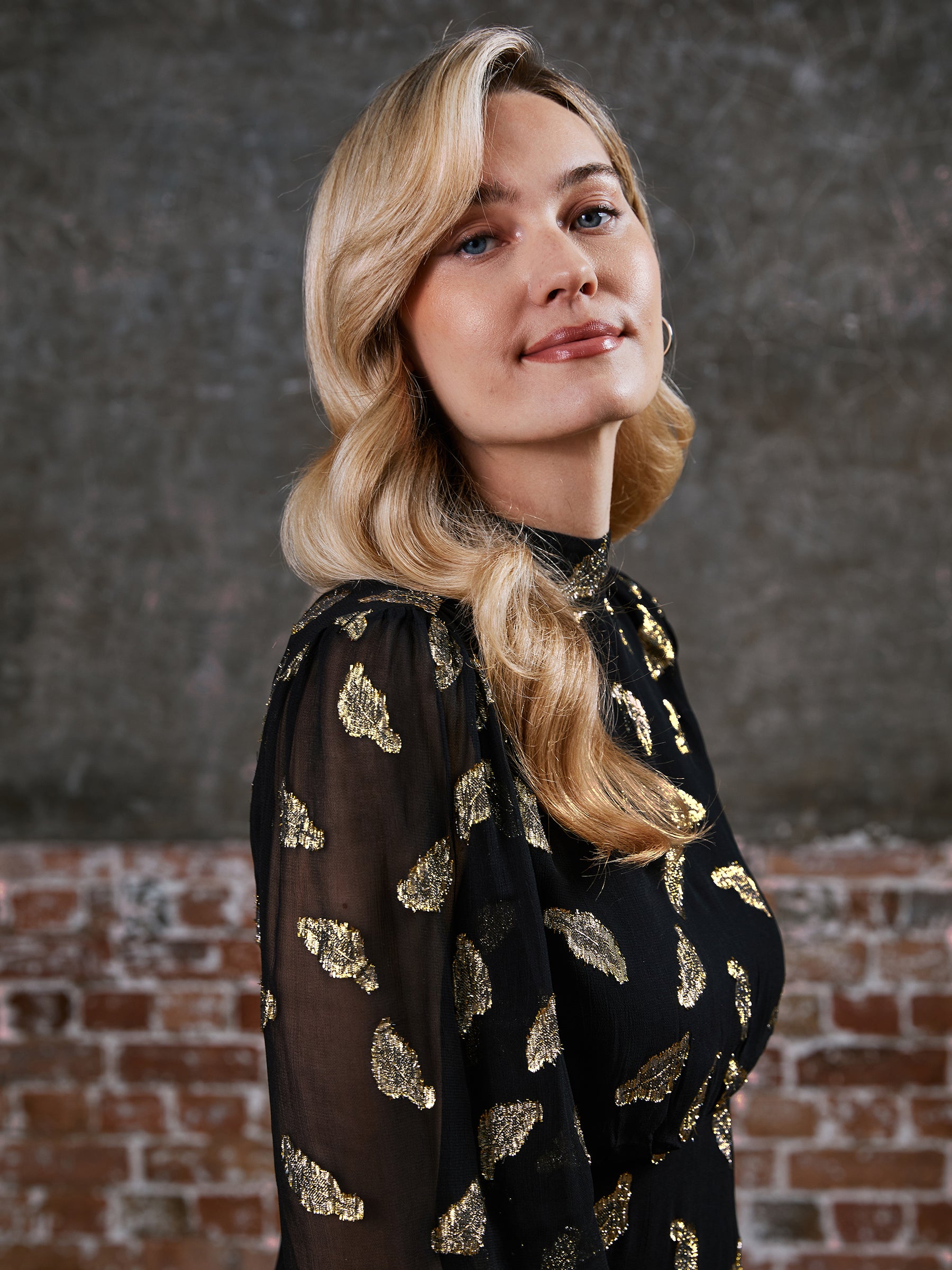 Wren Gold Feather Mini Dress