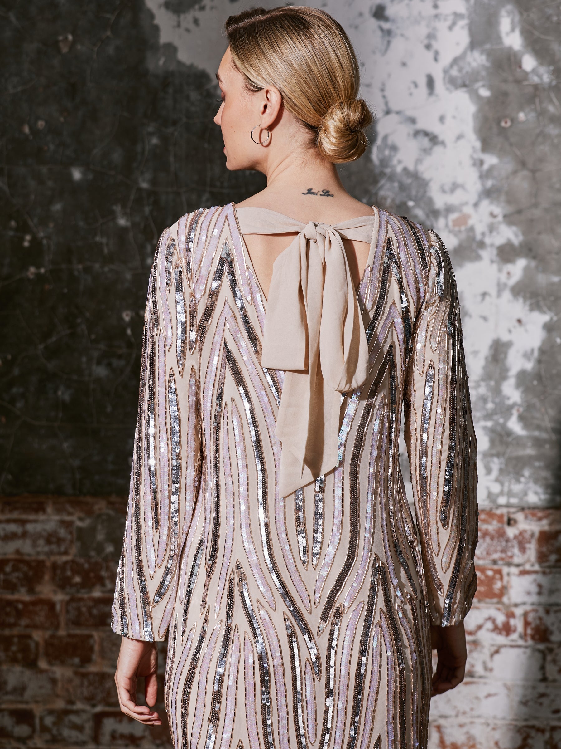 Pearl Beaded Midi Dress
