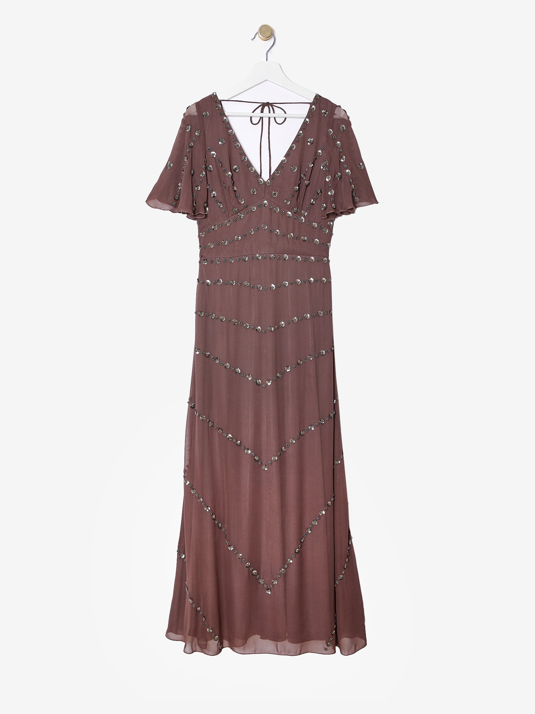 Rose Mink Sequin Maxi Dress