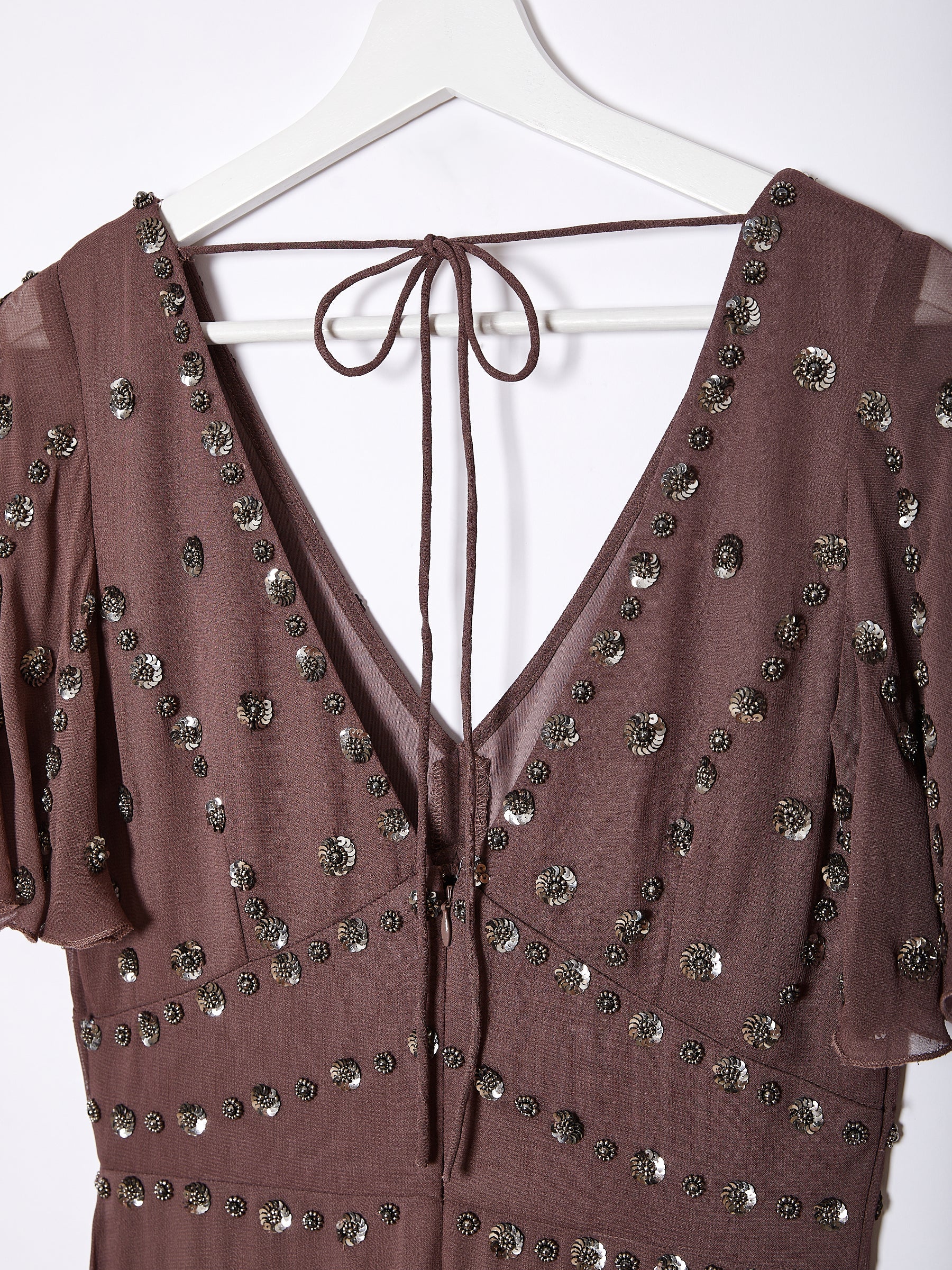 Rose Mink Sequin Maxi Dress