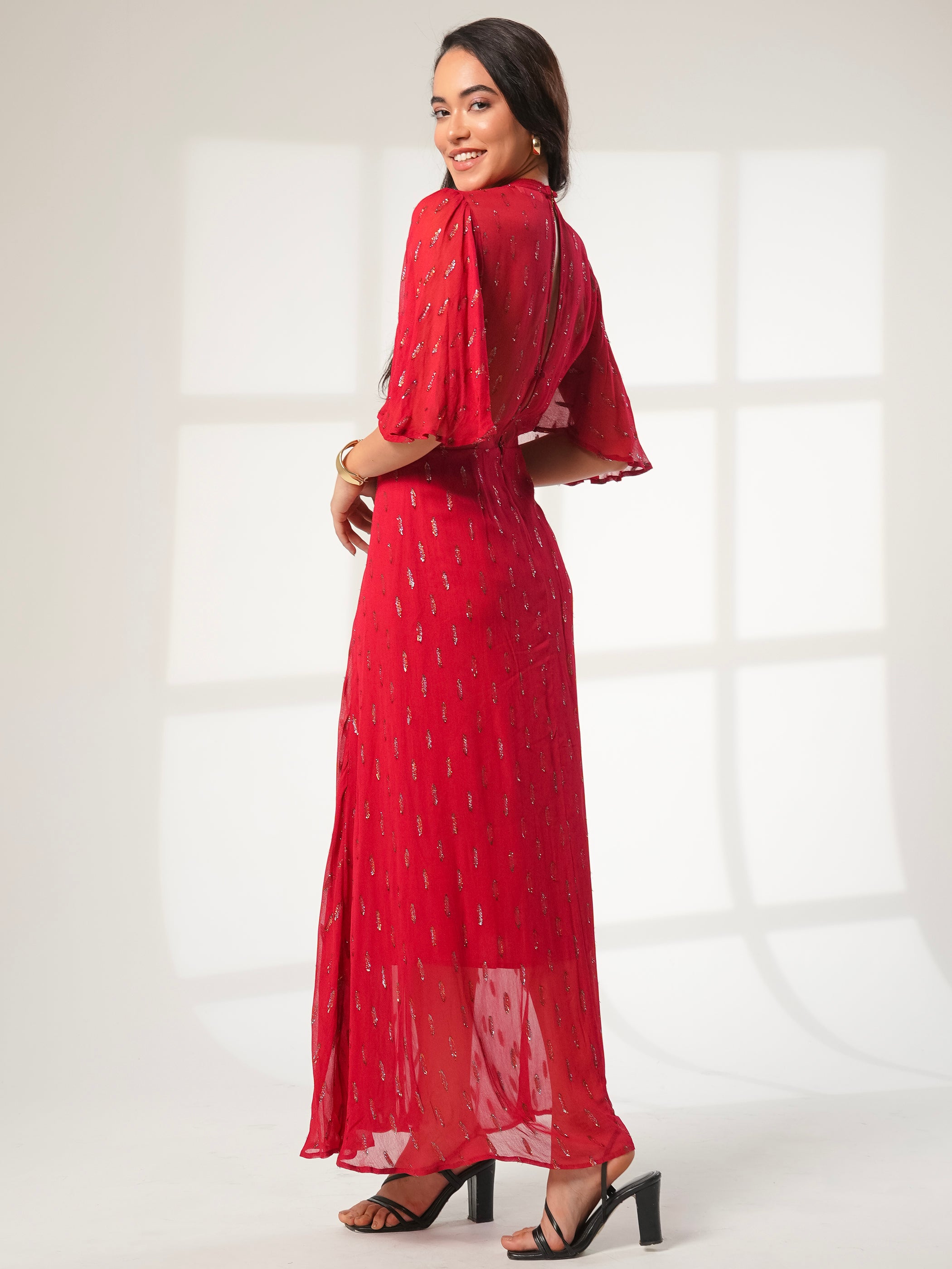 Talia Red Sparkle Maxi Dress