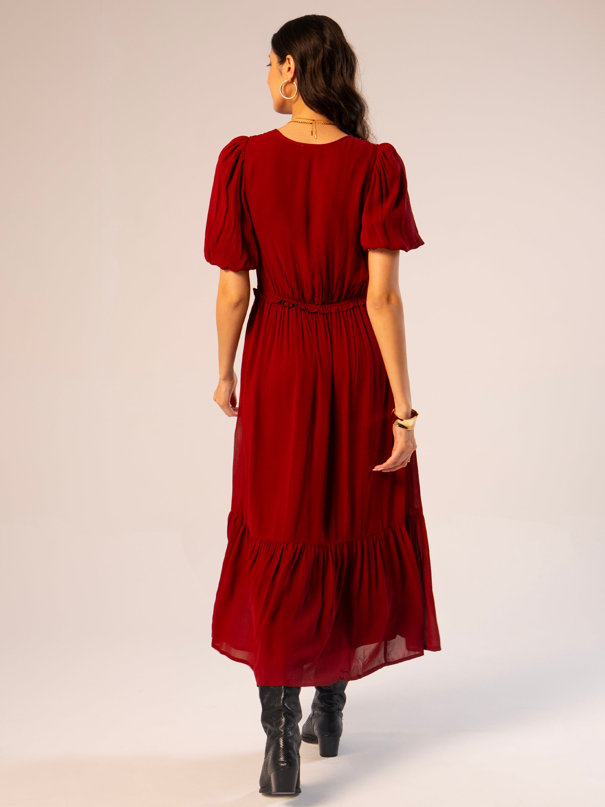 Wendy Brown Rust Beaded Detail Maxi Dress