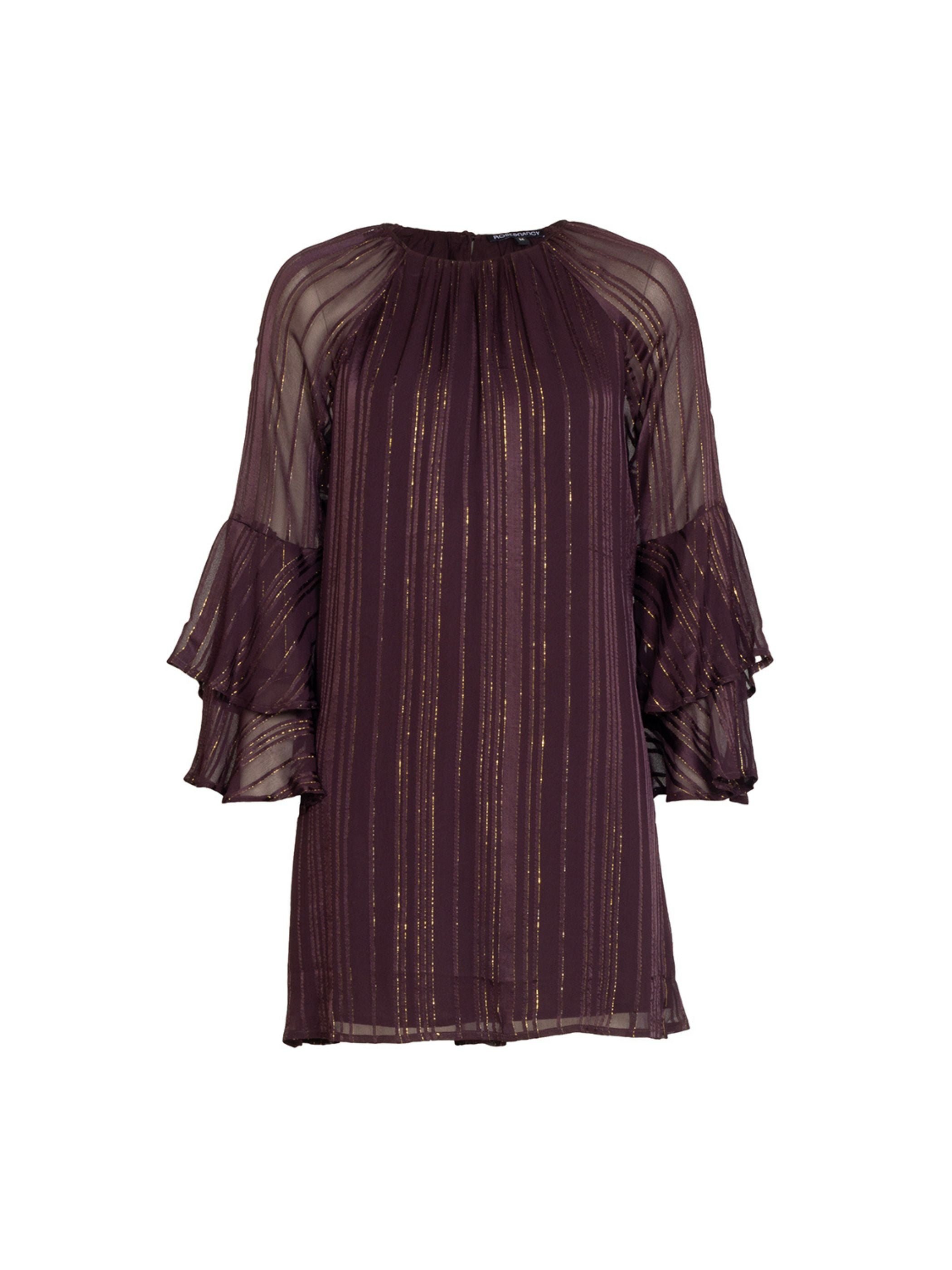 Kaia Burgundy Flute Sleeve Mini Dress