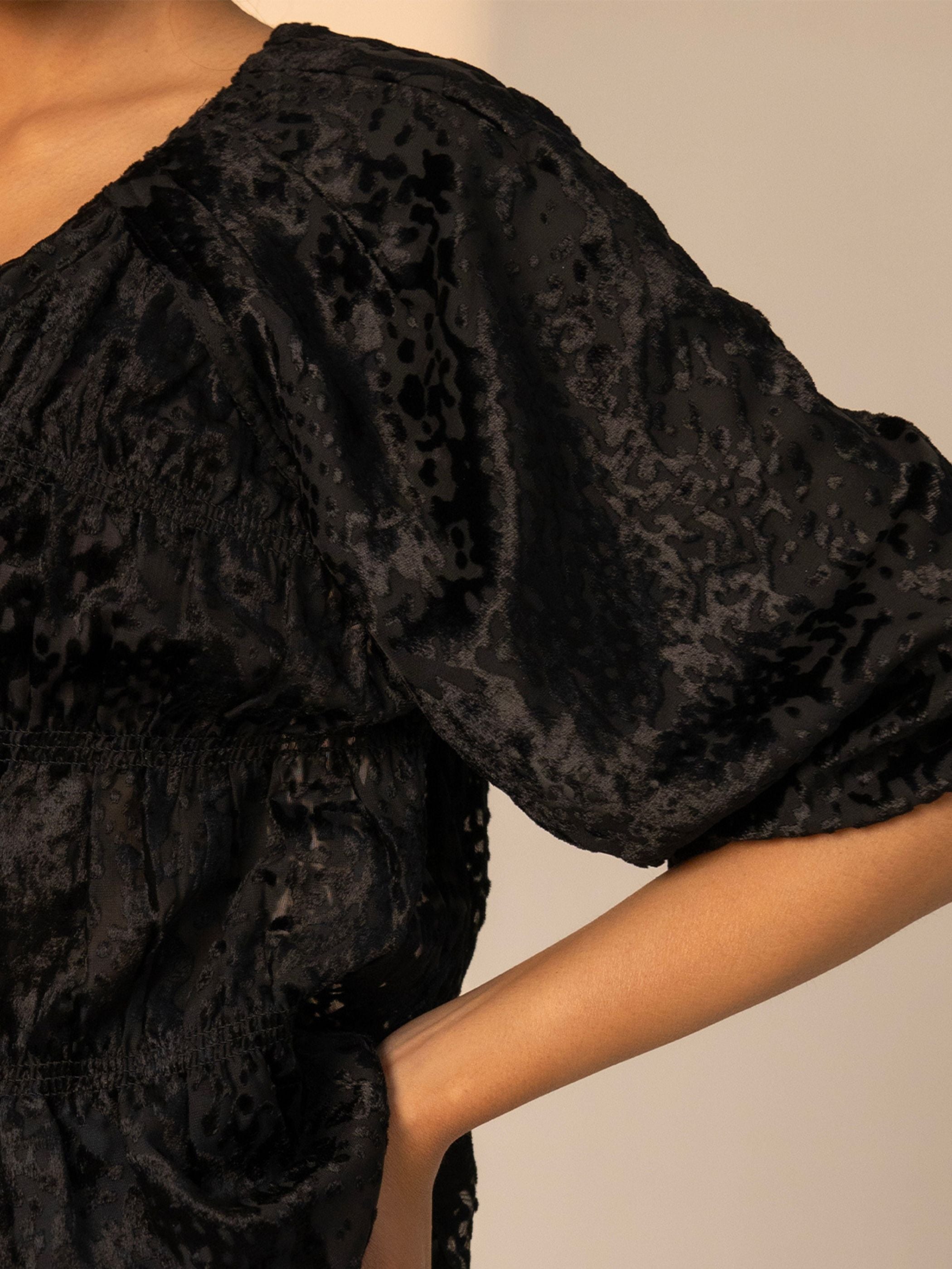 Juniper Black Snake Velvet Blouse