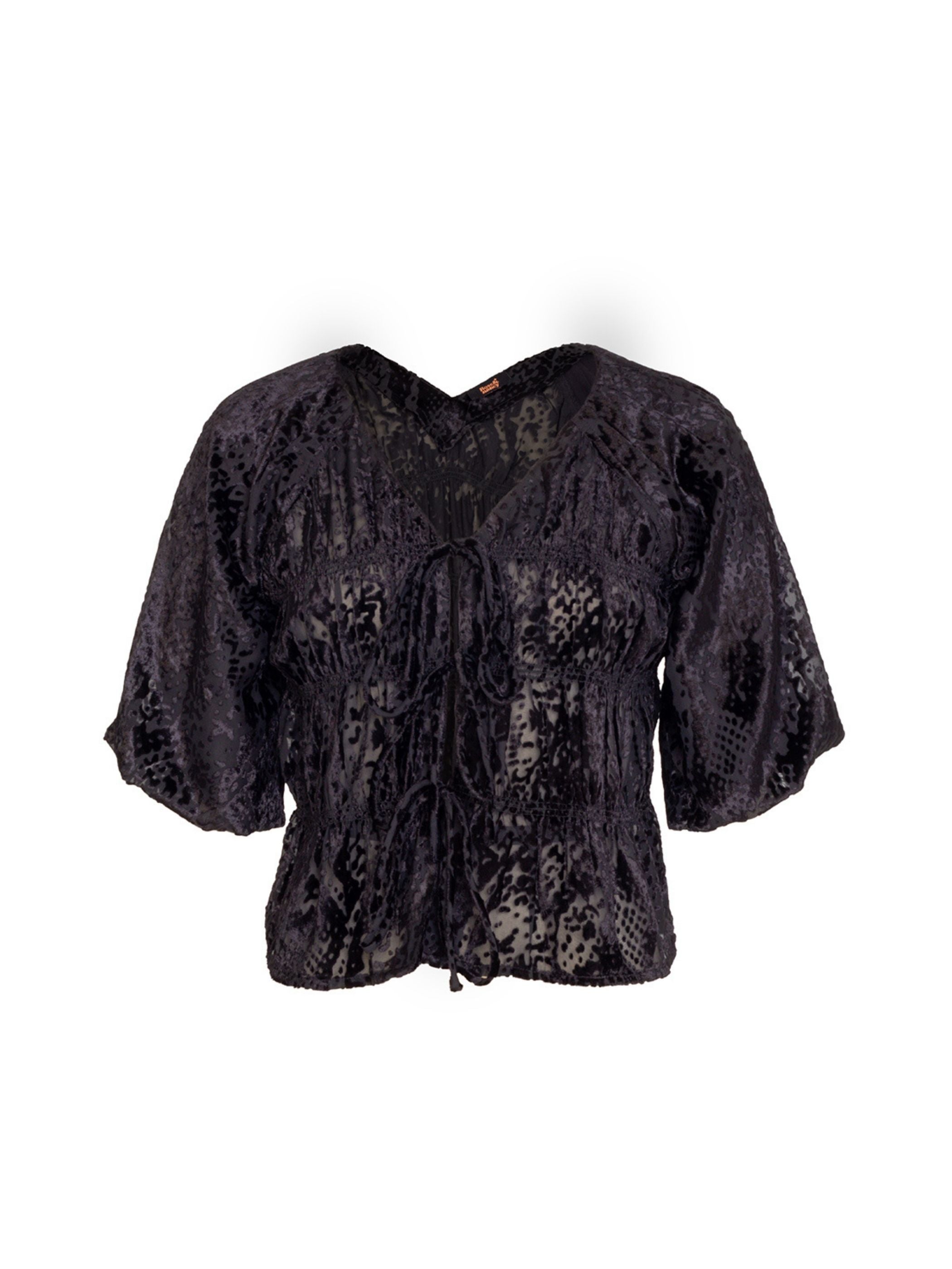 Juniper Black Snake Velvet Blouse