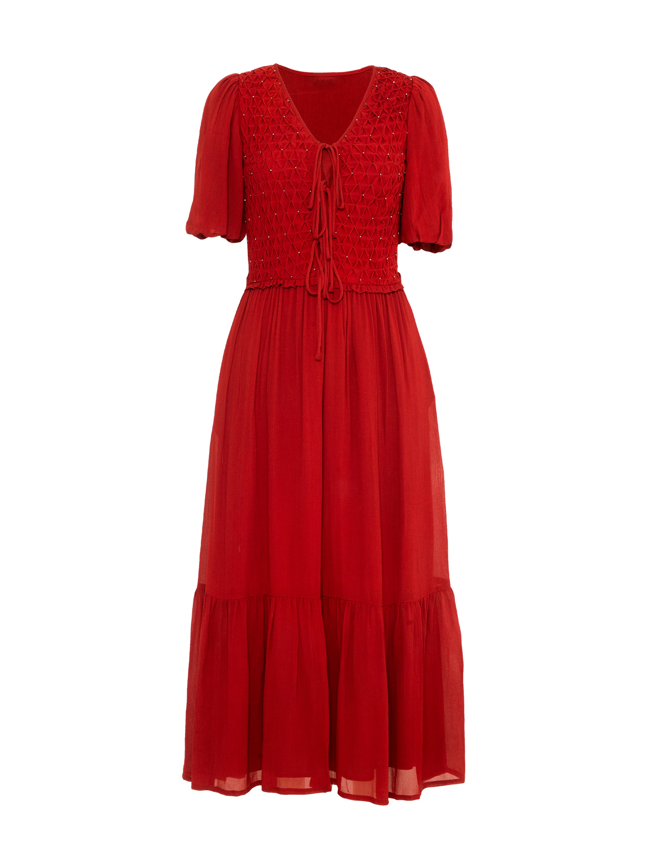 Wendy Brown Rust Beaded Detail Maxi Dress