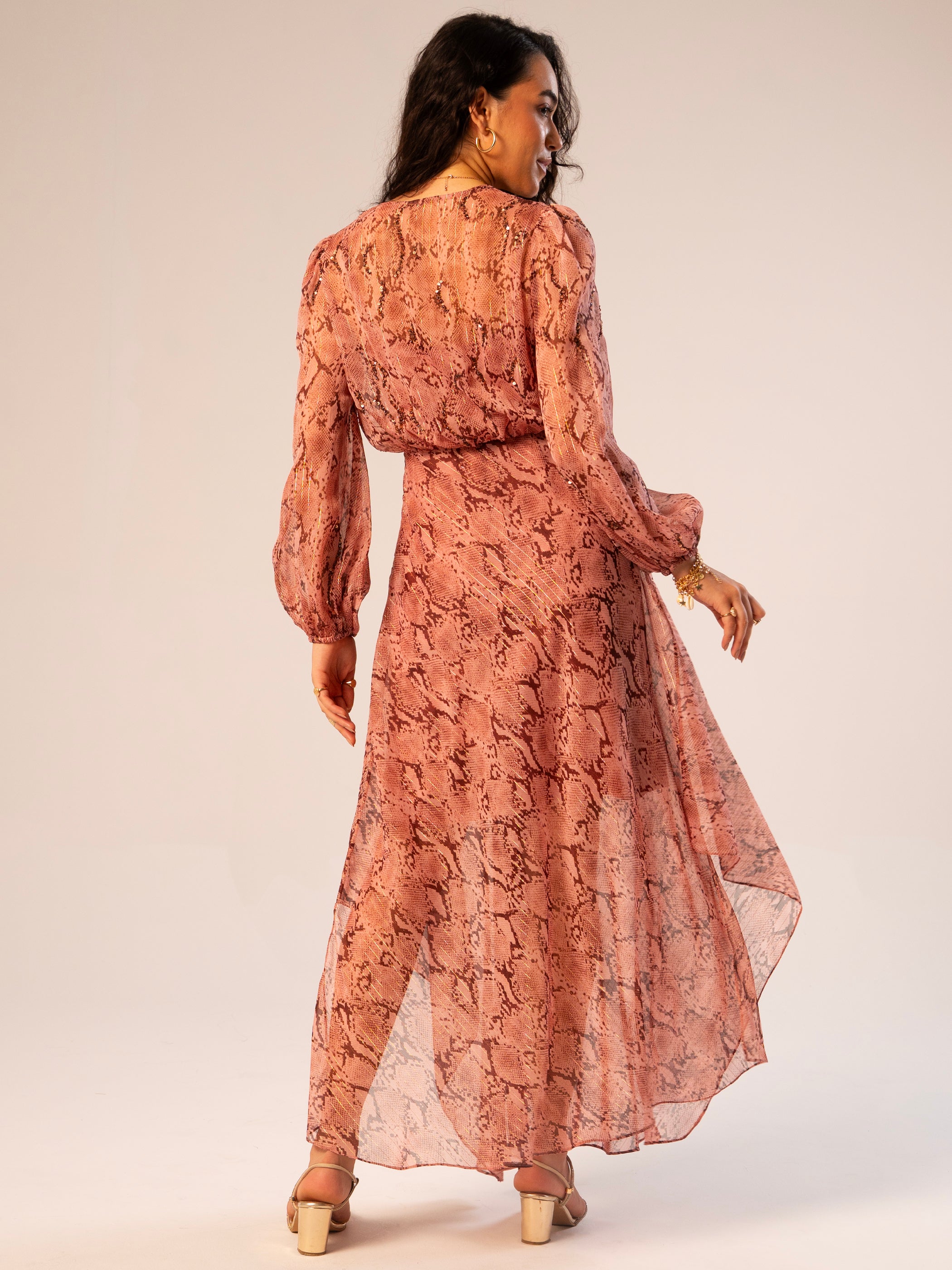 Mali Pink Pretty Snake Print Maxi Dress