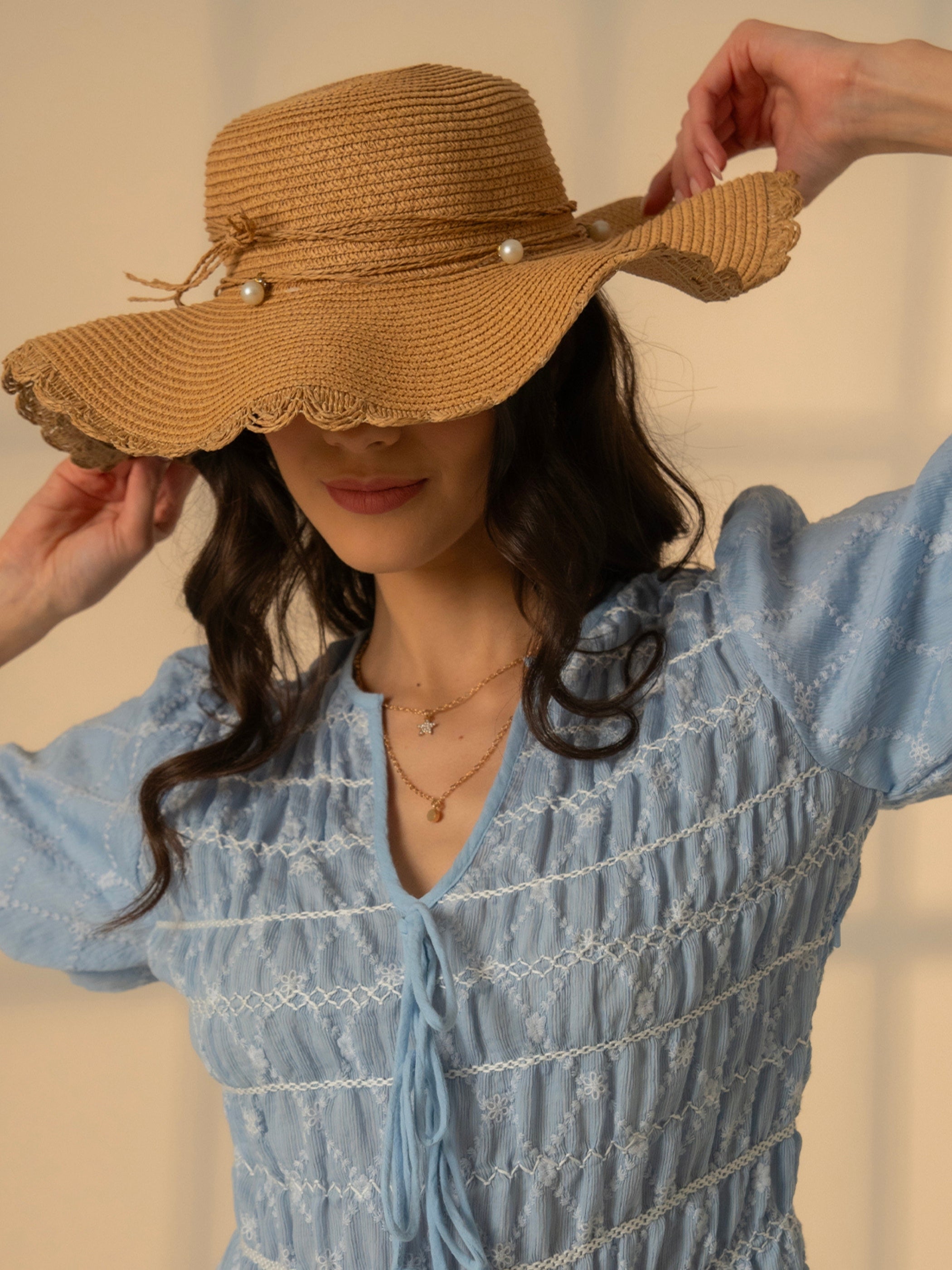 Belle Blue Embroidered Mini Dress