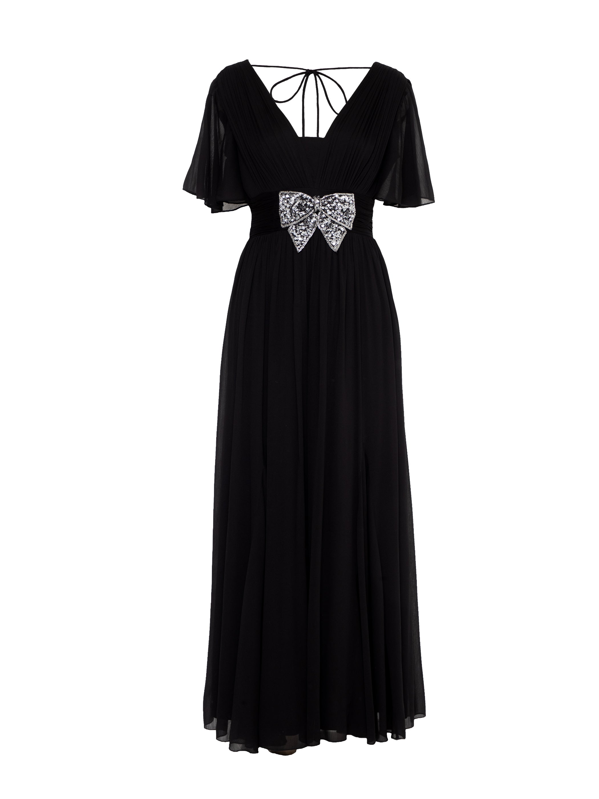 Anais Black Embellished Bow Maxi Dress