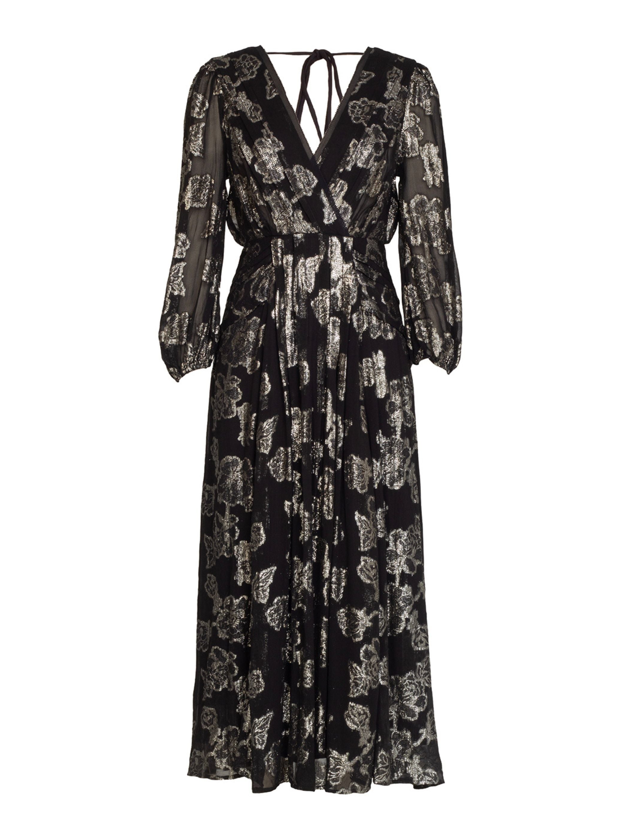 Dahlia Black Silver Midi Dress