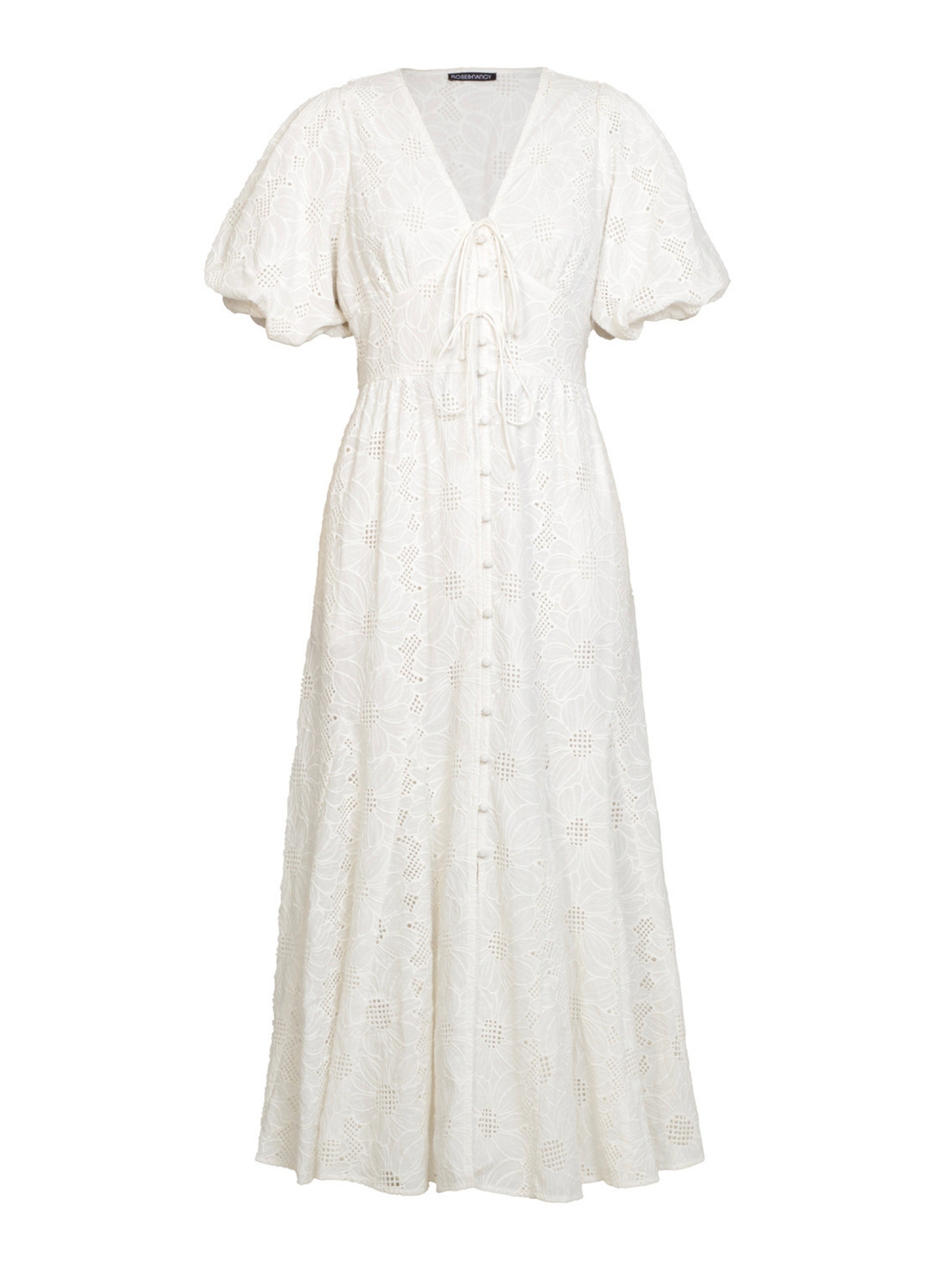 Penny White Lace Button Through Midi Dress