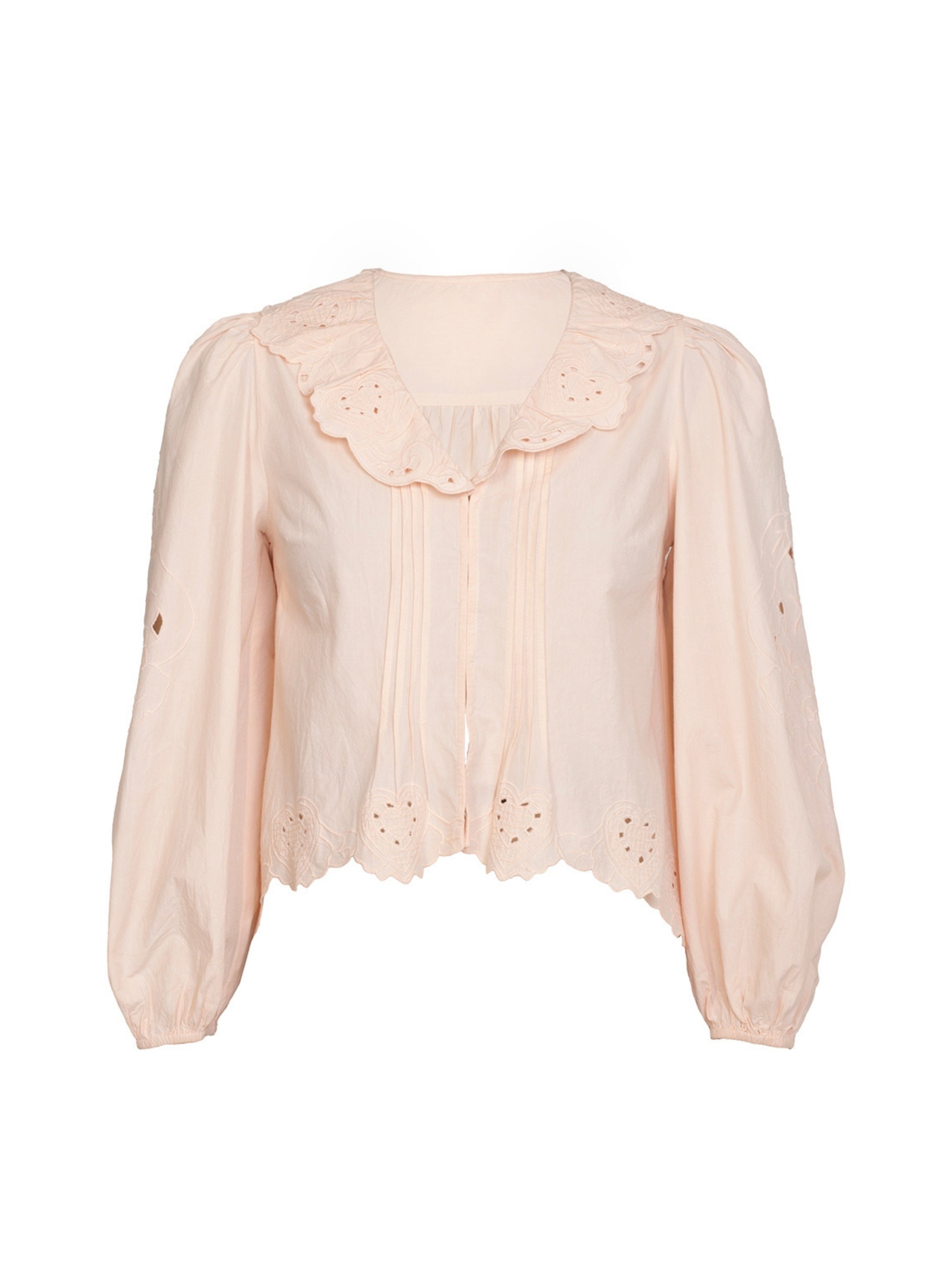 Helen Pink Heart Embroidery Collar Blouse