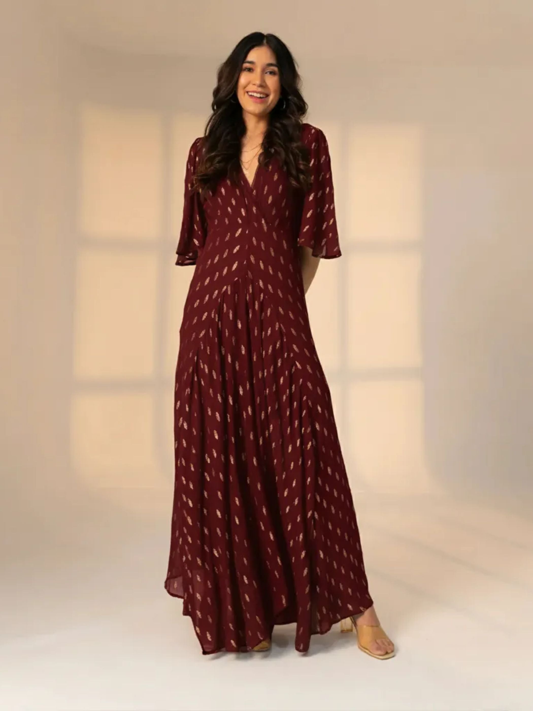 Talia Chocolate Berry Sparkle Maxi Dress