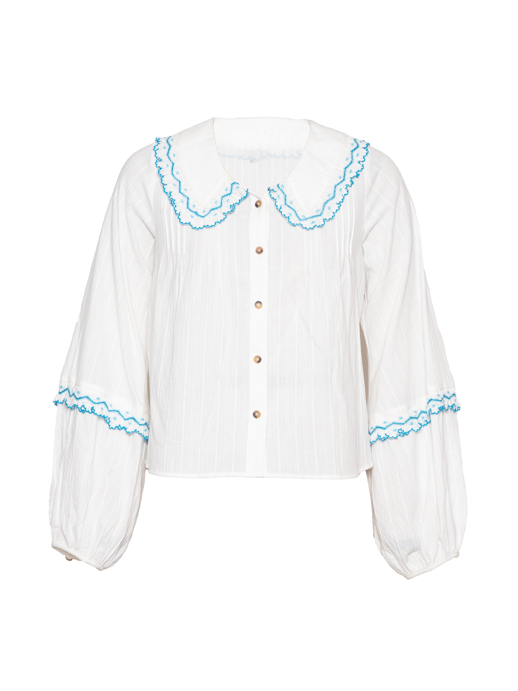 Angie Ivory Embroidered Collar Shirt