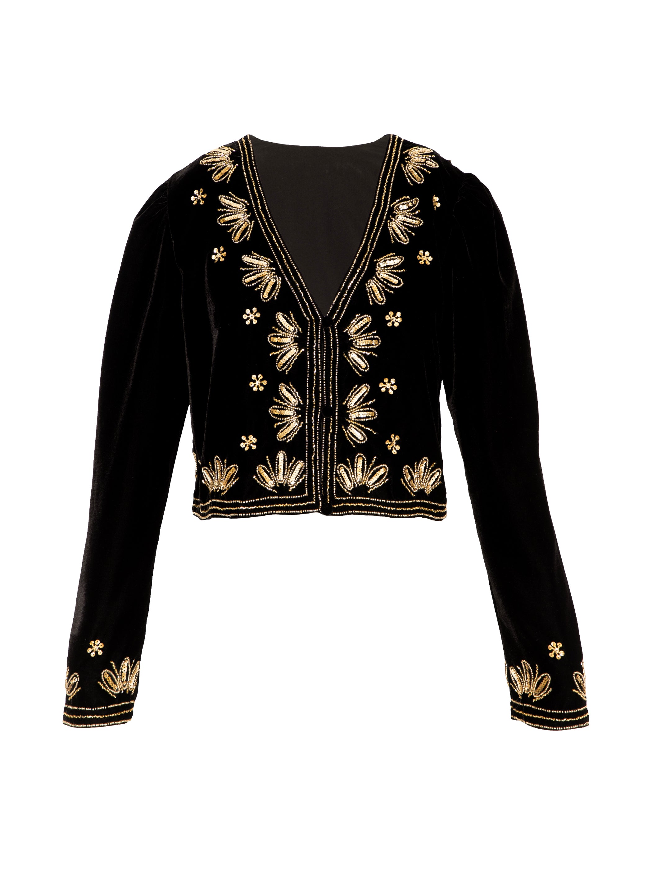 Celeste Black Velvet Embellished Trophy Jacket