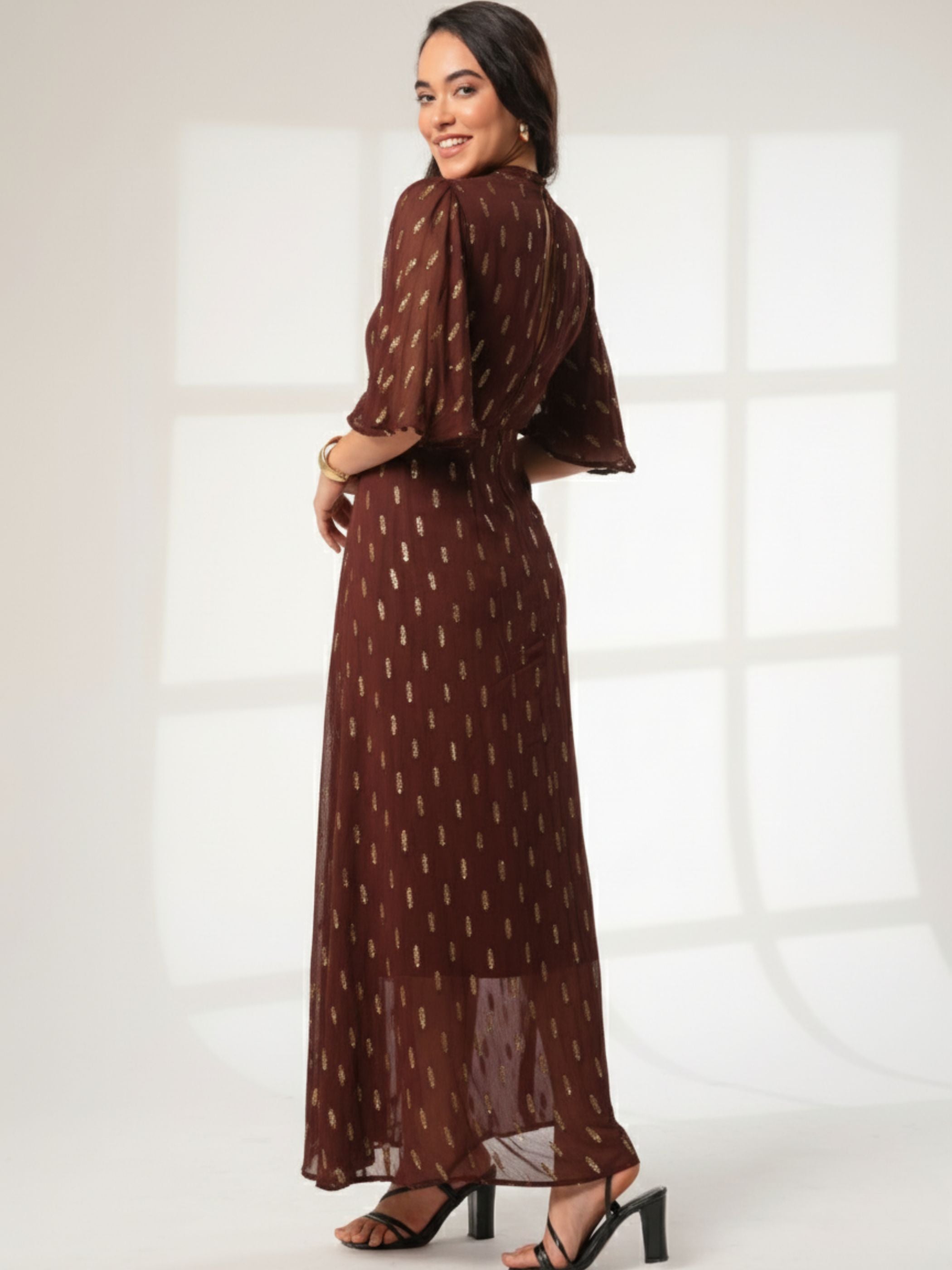 Talia Chocolate Berry Sparkle Maxi Dress