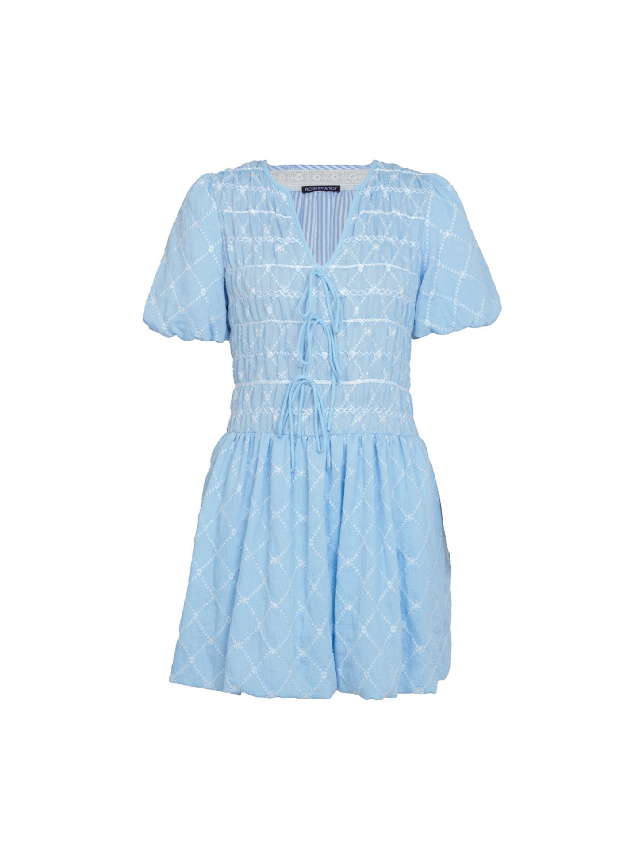 Belle Blue Embroidered Mini Dress