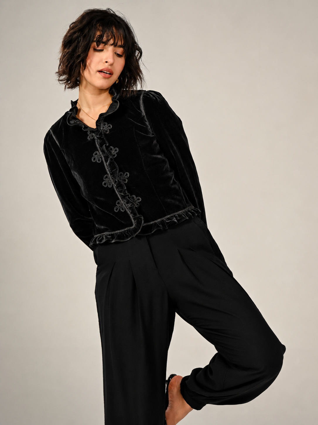 Adeline Velvet Military Jacket