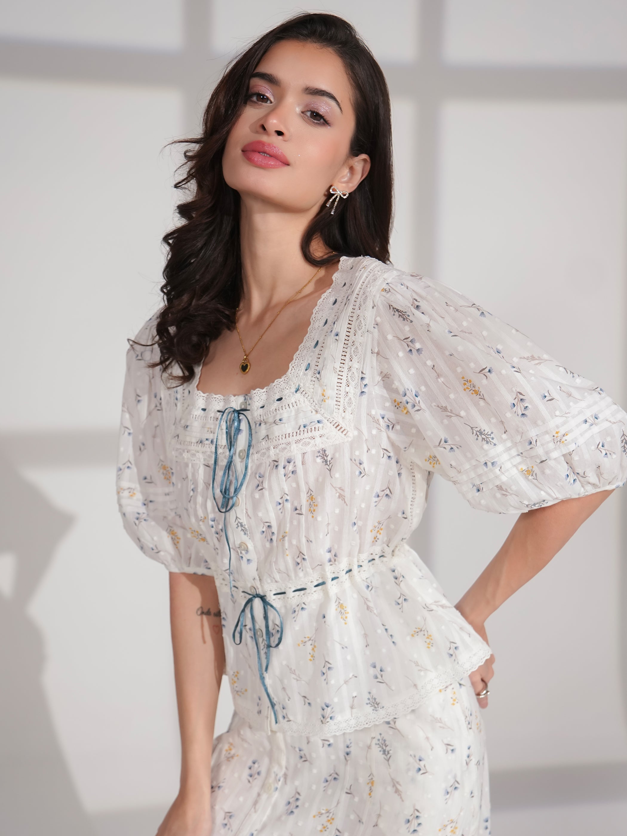 Ella Pretty Priarie Print Cotton Blouse