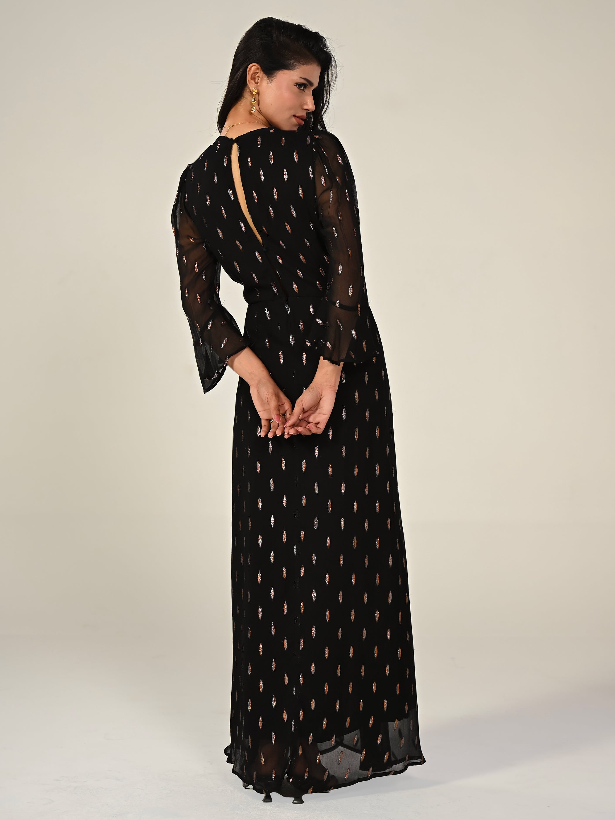 Tory Blue Floral Border Print Maxi Dress
