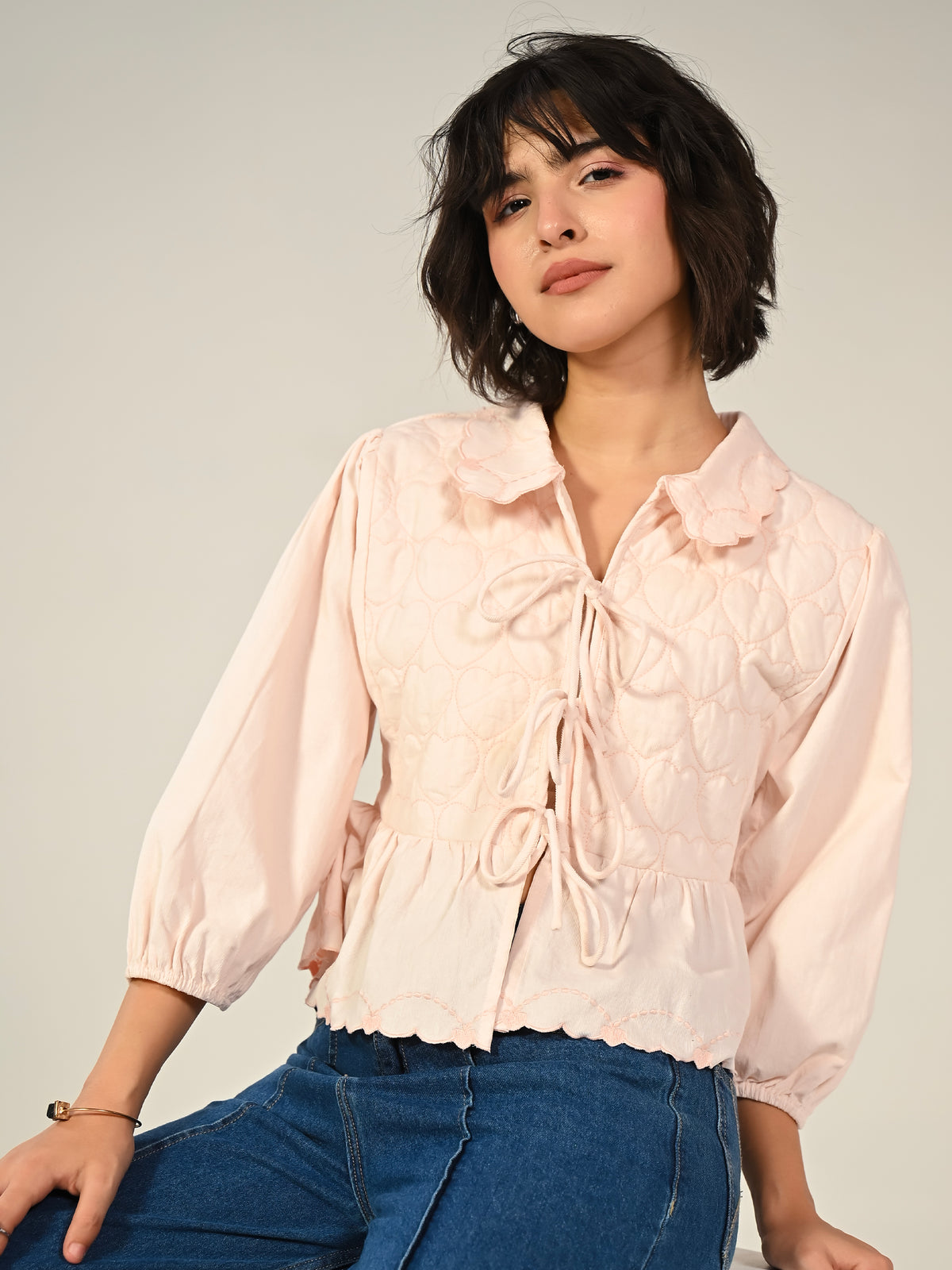 Jay Pink Cord Embroidered Jacket