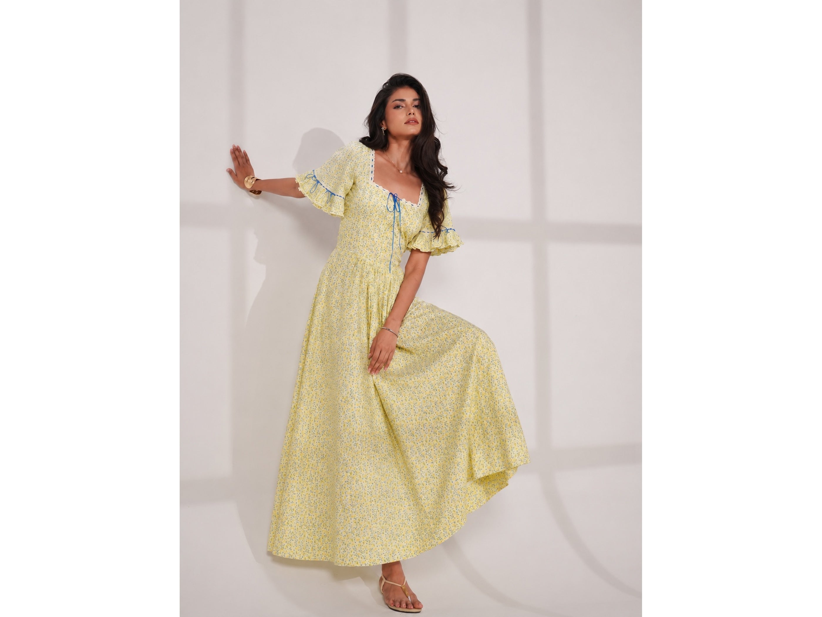 Mori Lemon Print Maxi Dress