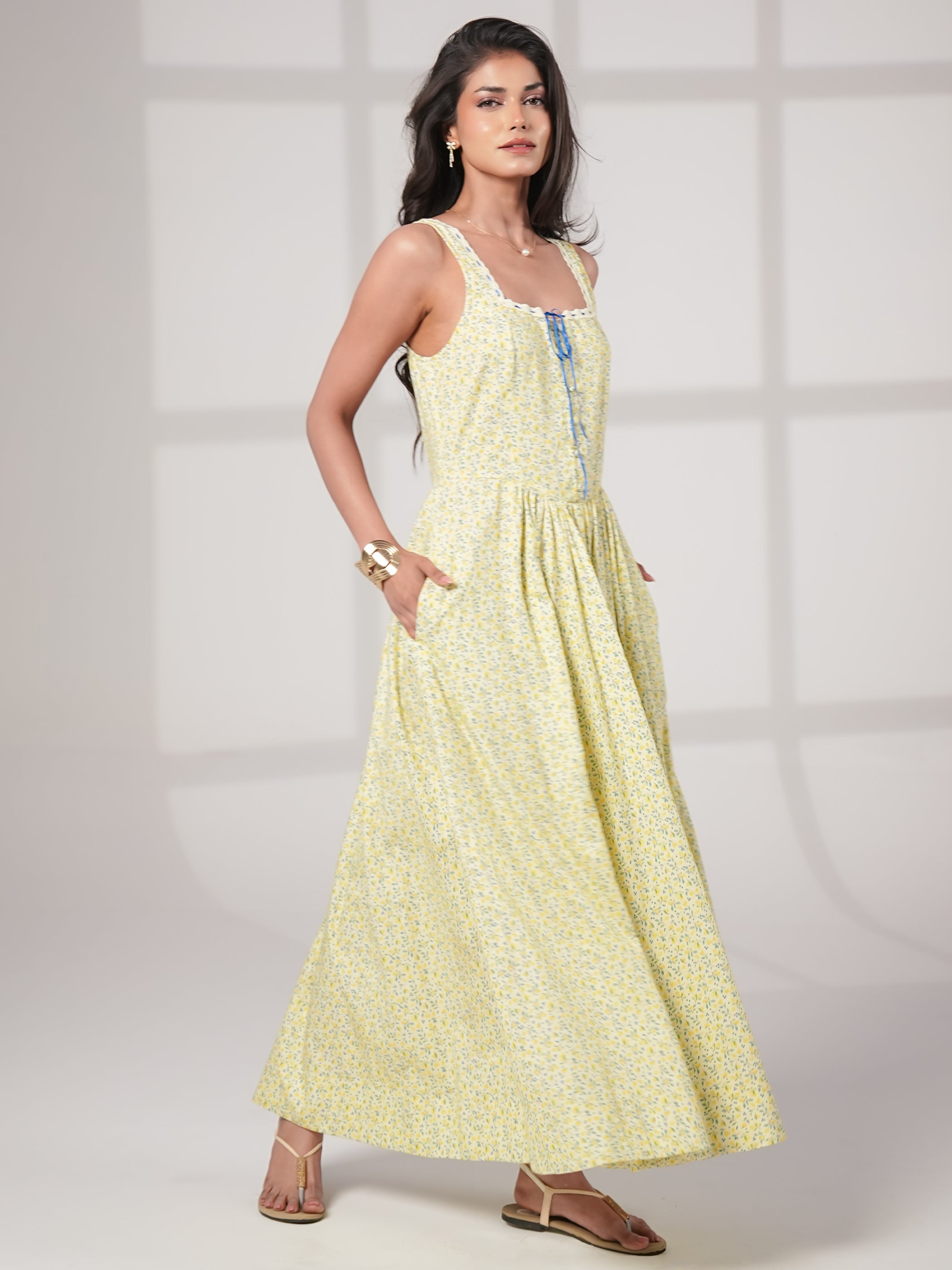 Mori Lemon Print Maxi Dress
