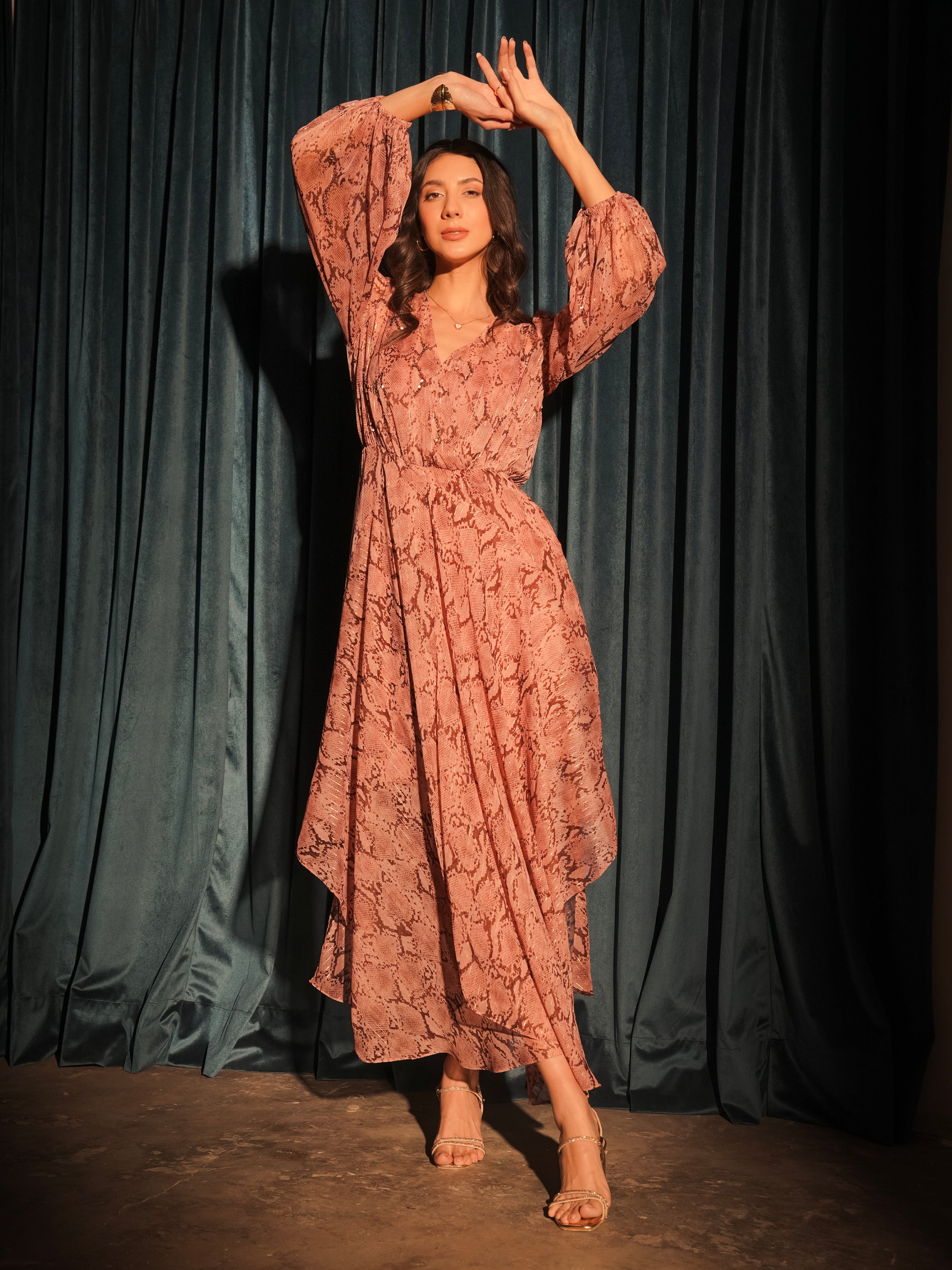 Mali Pink Pretty Snake Print Maxi Dress