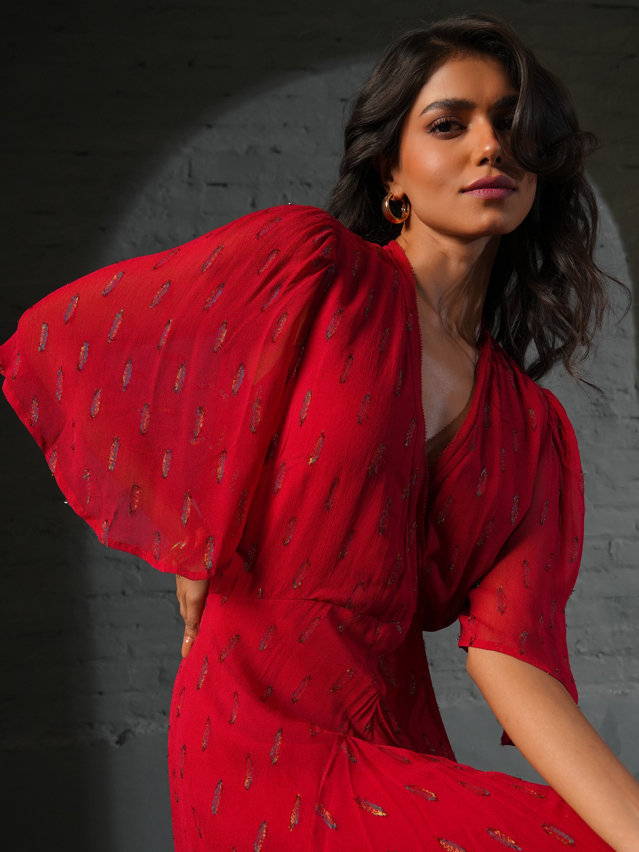 Talia Red Sparkle Maxi Dress