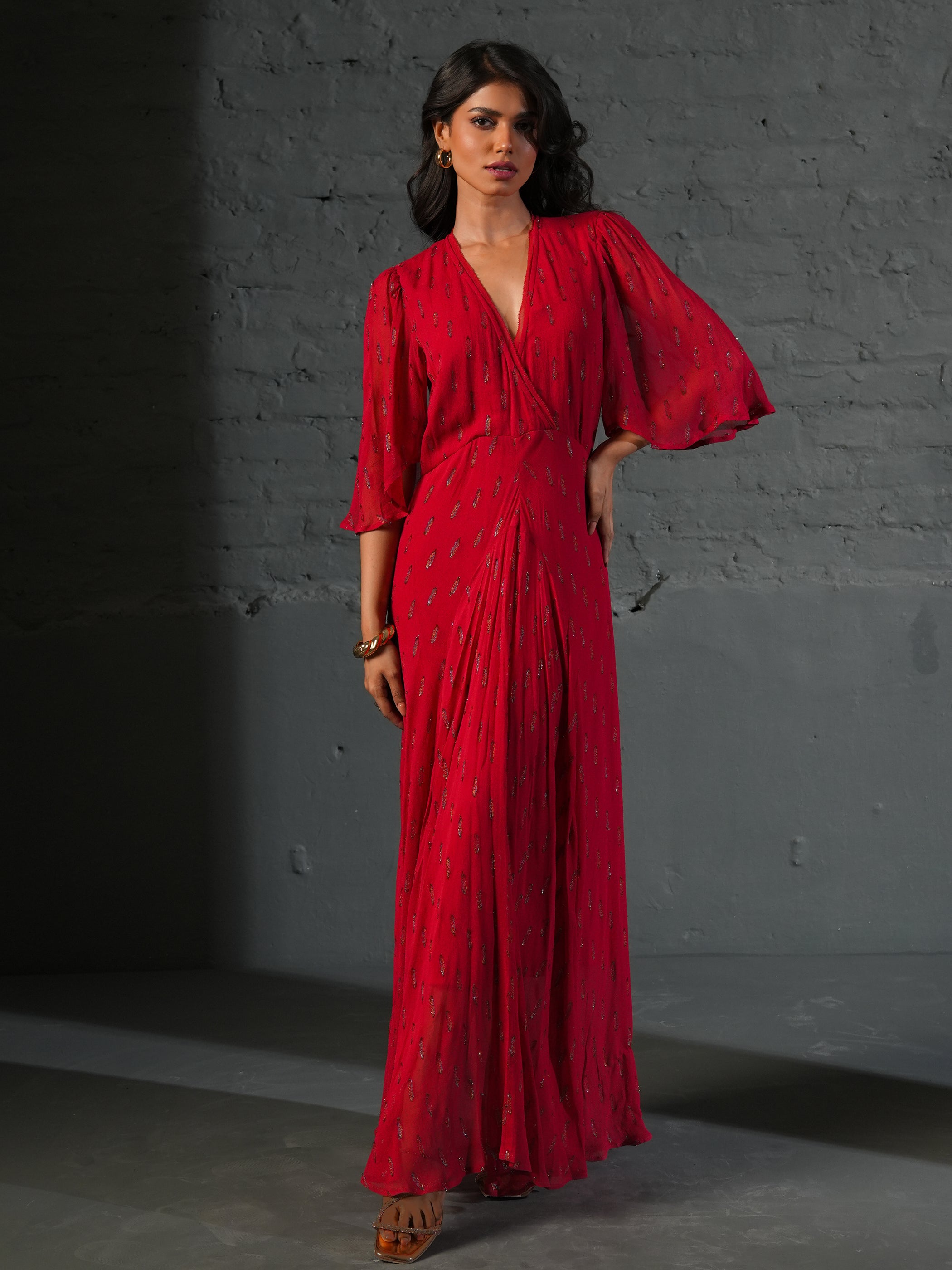 Talia Red Sparkle Maxi Dress