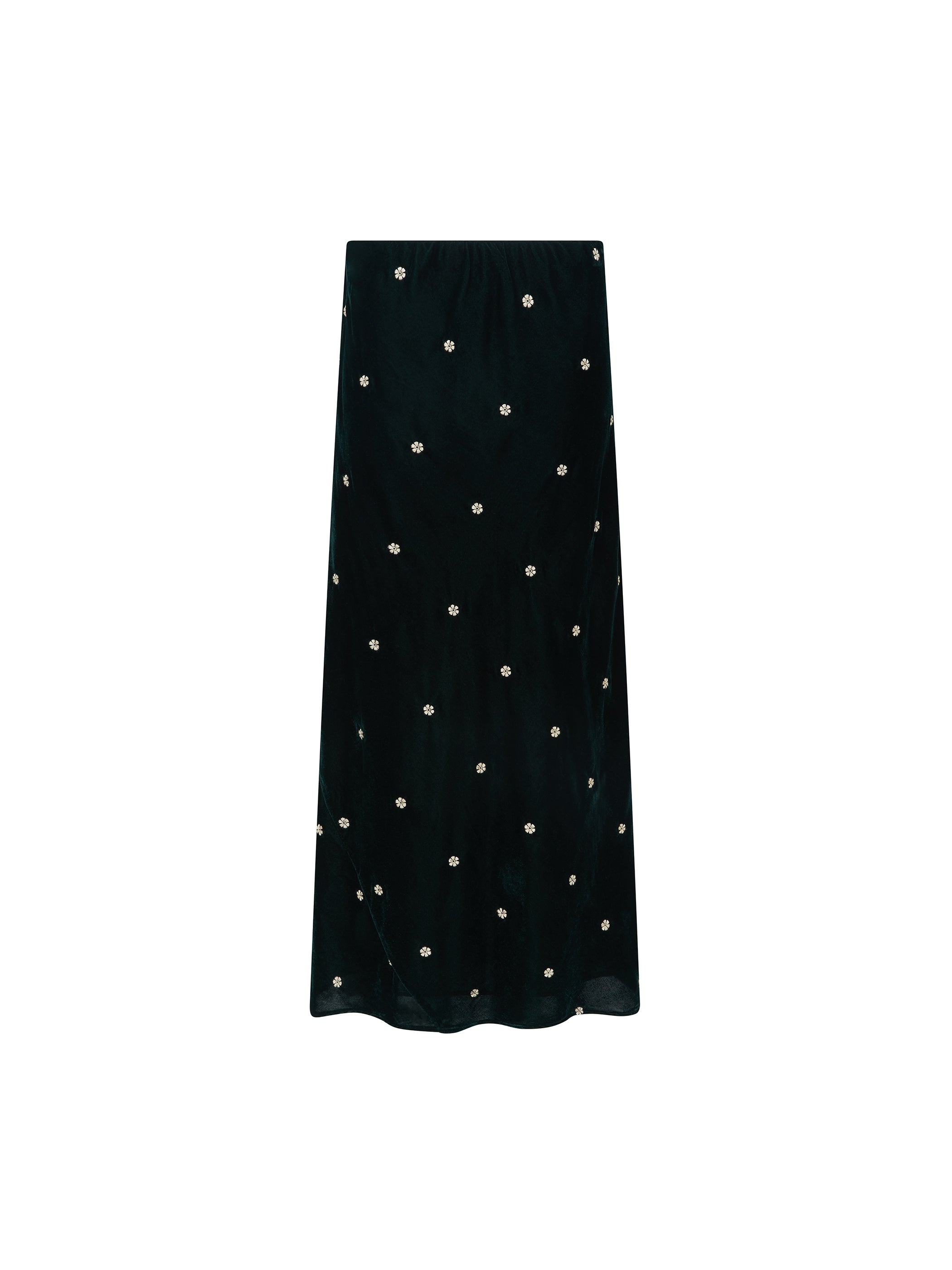 Mila Green Velvet Embroidered Skirt