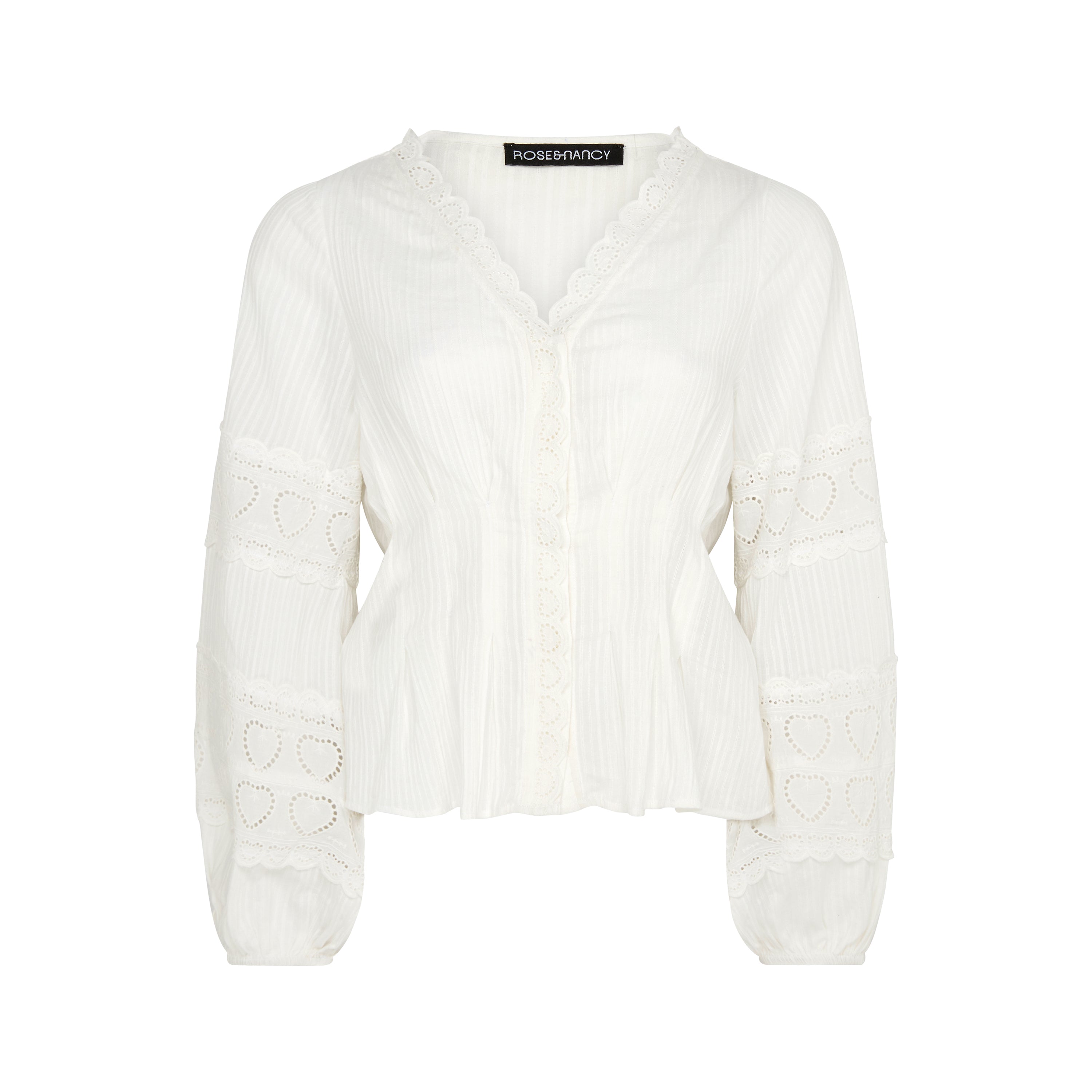 Harri White Cotton Heart Lace Blouse